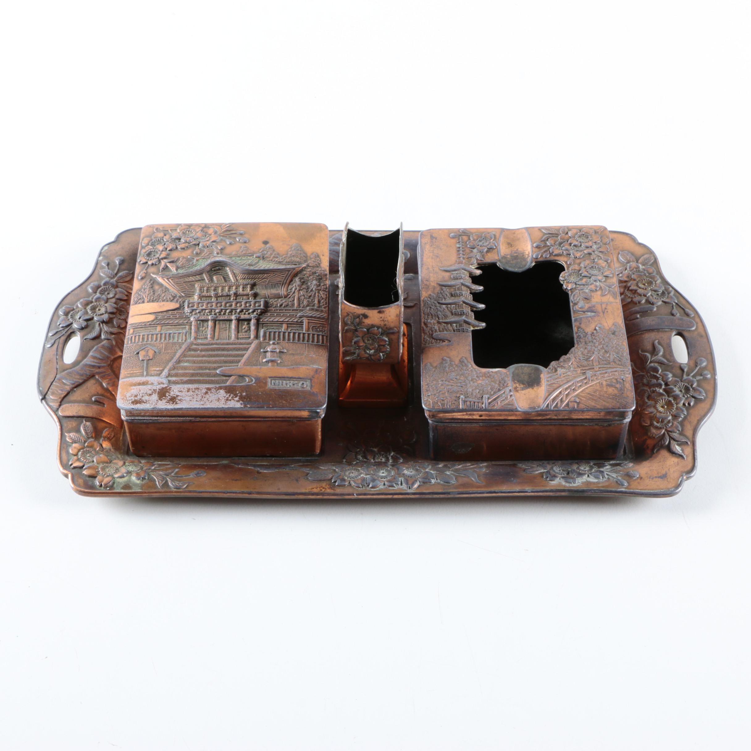 Vintage Mid-Century Japanese Nikko Cigarette Smoking Set
