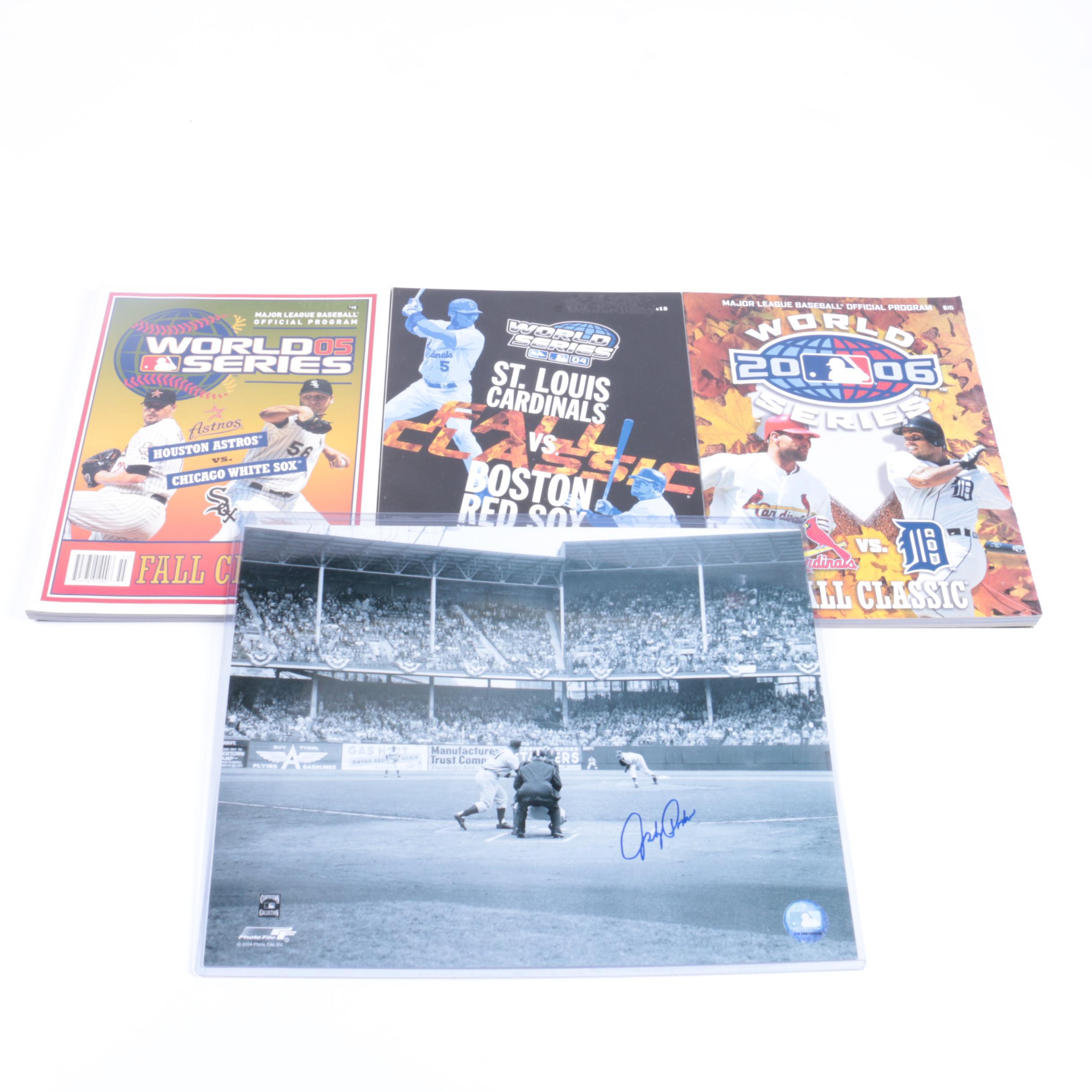 Signed Johnny Podres and Collection of World Series Programs