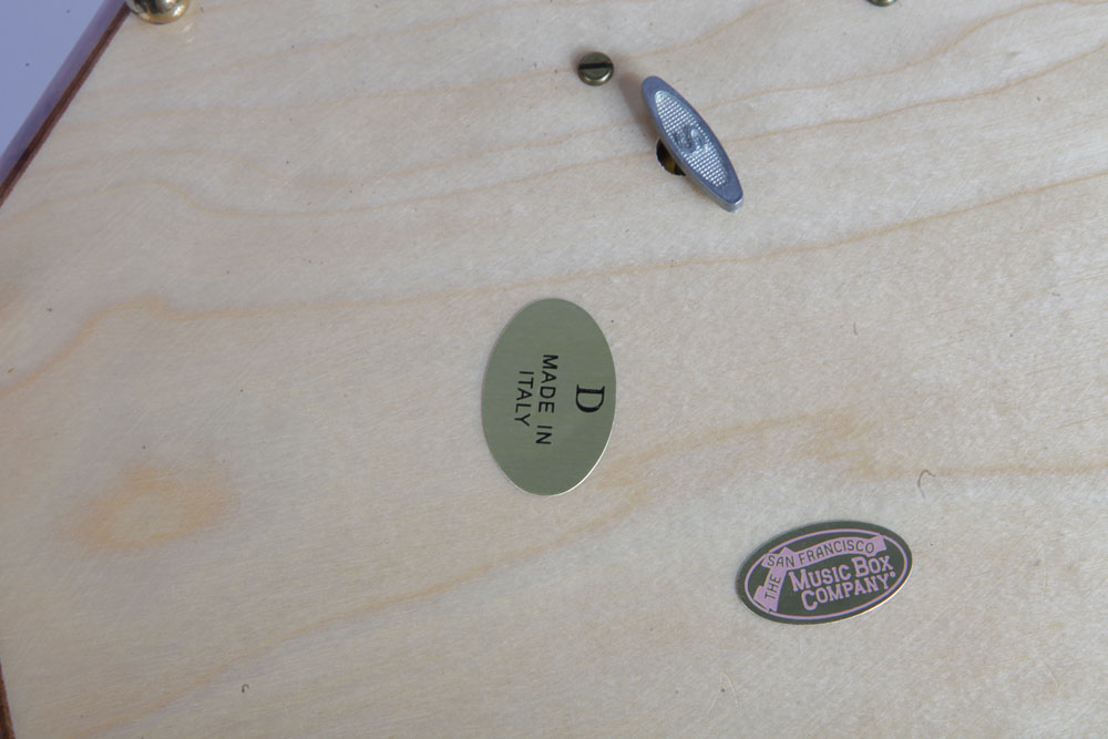 Italian Burl Veneer Inlay Music Box With Clock