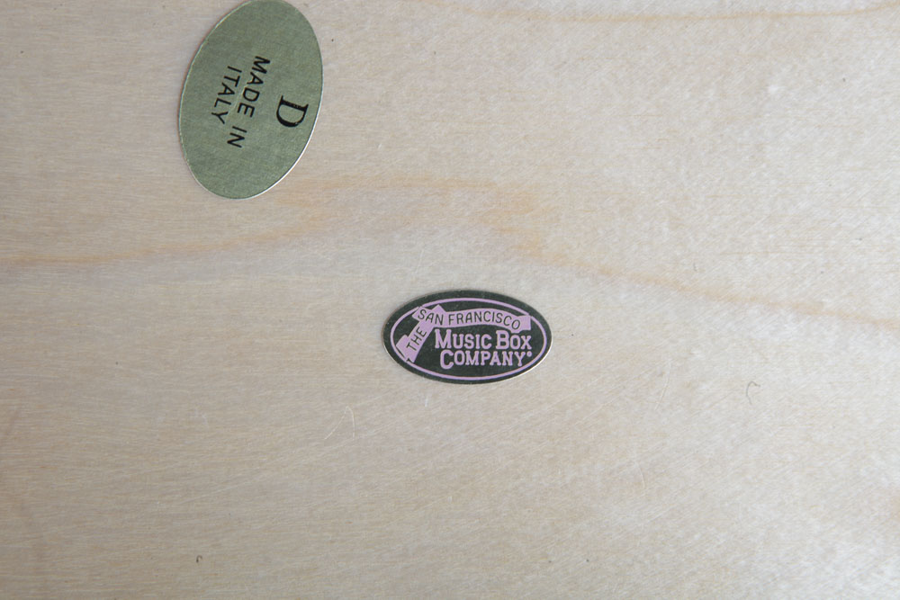 Italian Burl Veneer Inlay Music Box With Clock