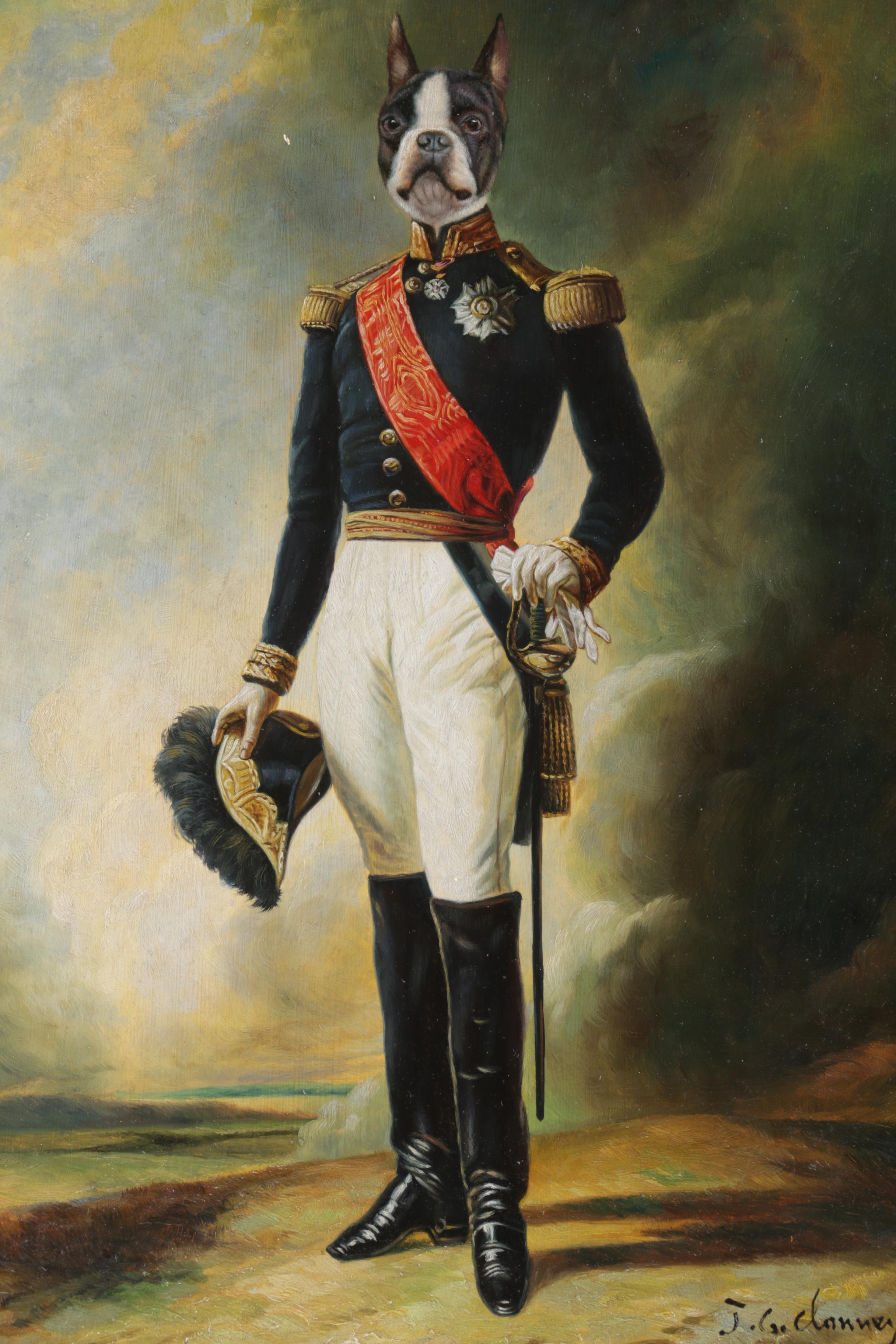 J. G. Clanney Oil Painting of Anthropomorphized Dog
