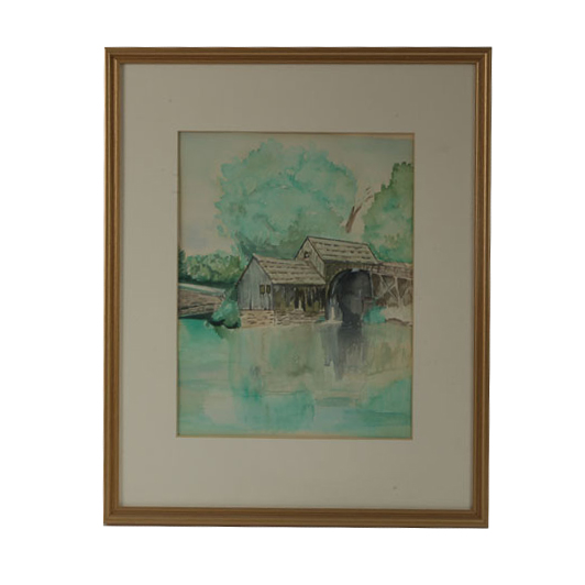 Watercolor Painting of a Mill