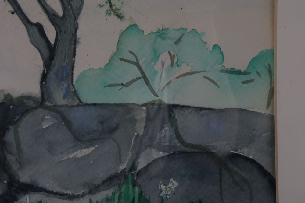 Watercolor Painting on Paper of Wooded Scene