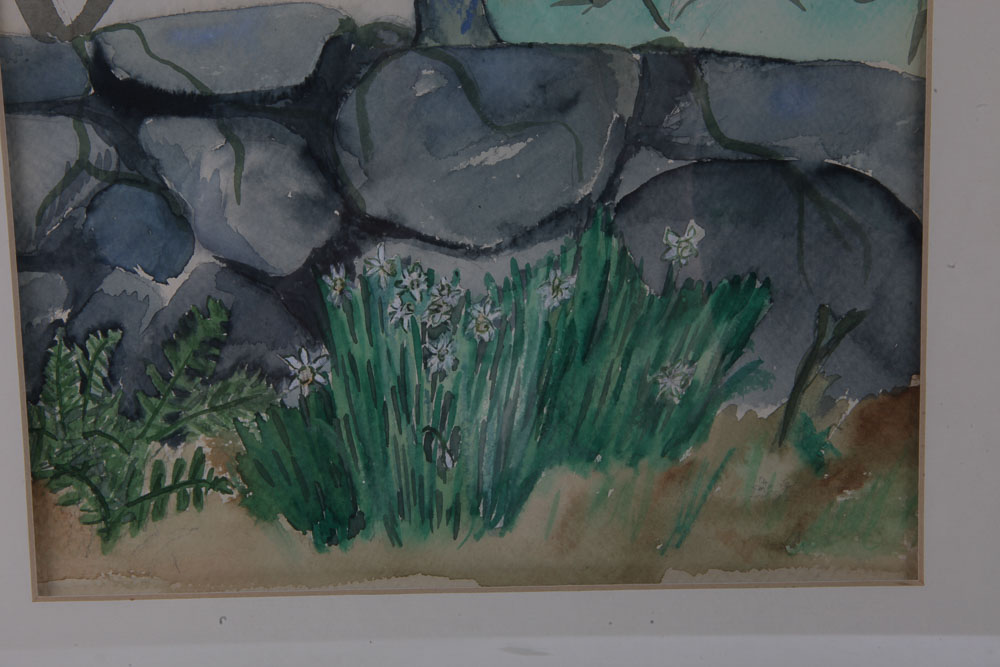 Watercolor Painting on Paper of Wooded Scene