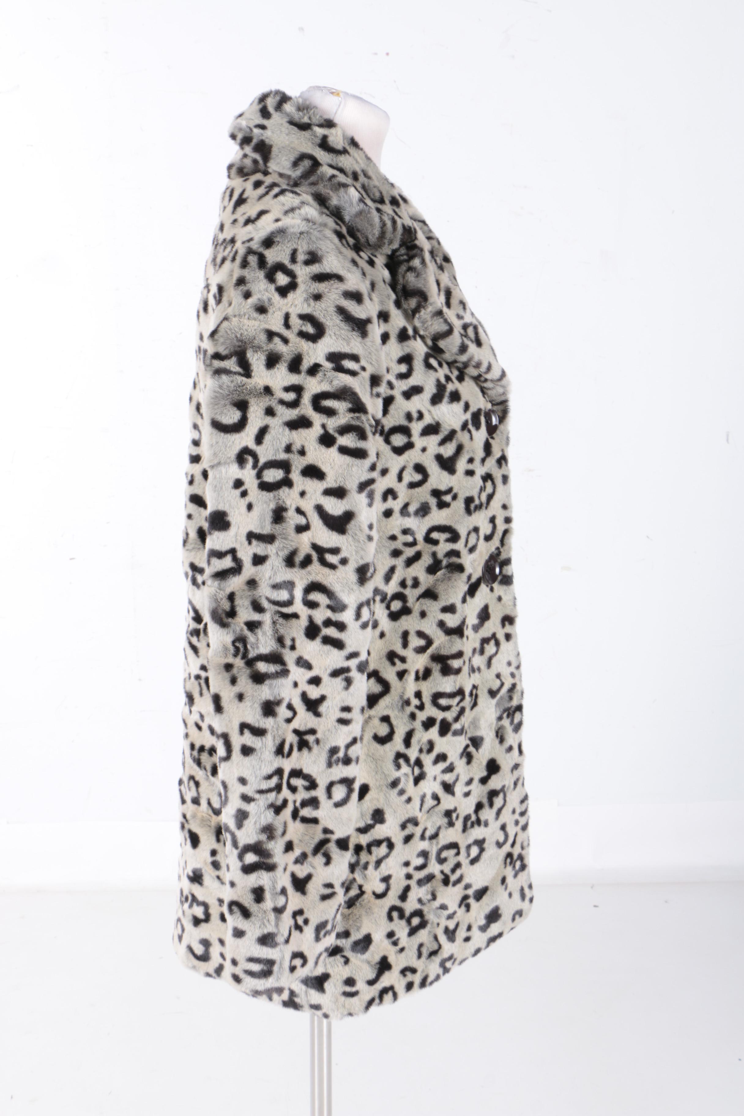 Women's Blanc Noir Leopard Print Faux Fur Coat