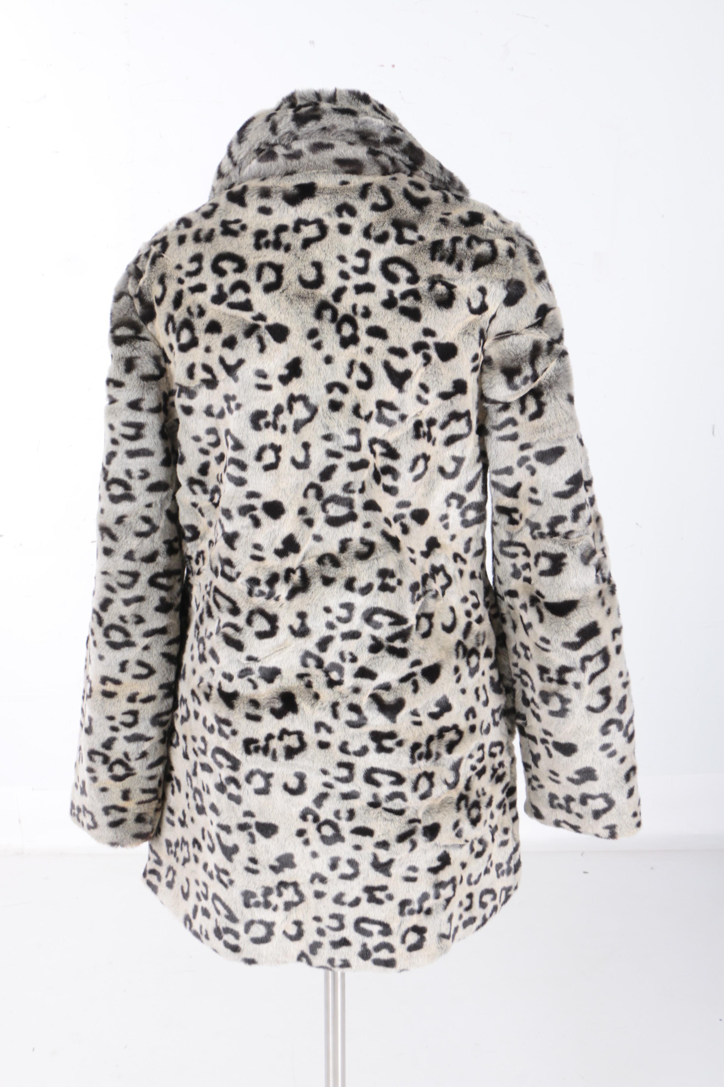 Women's Blanc Noir Leopard Print Faux Fur Coat