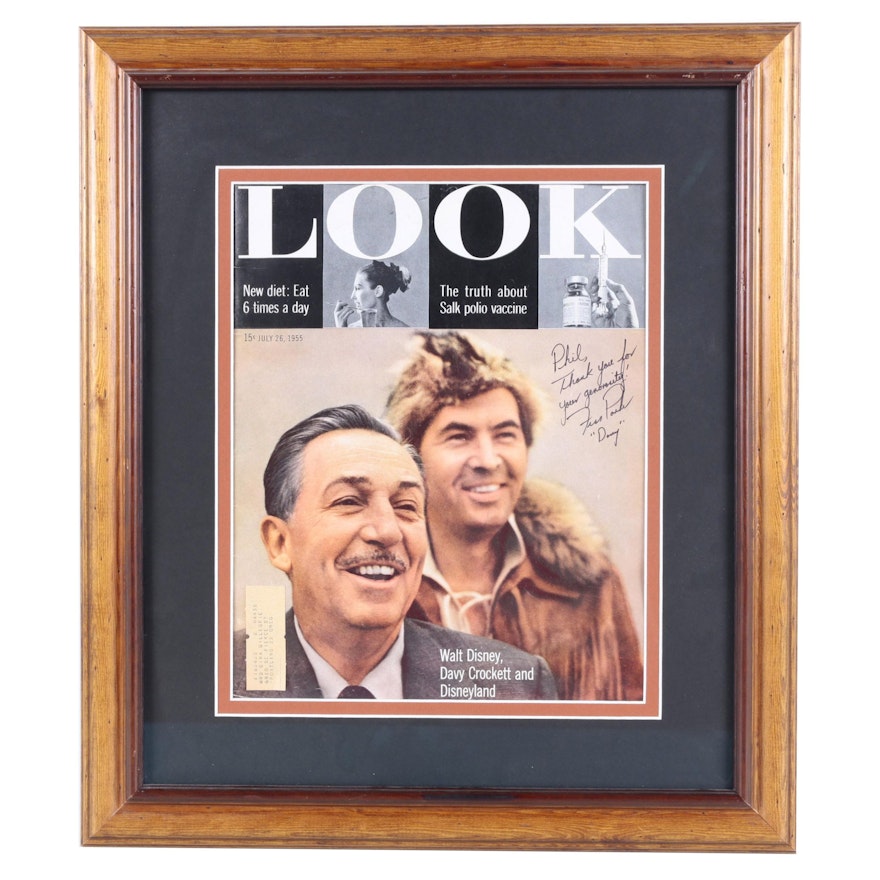 Fess Parker-Autographed 1955 "Look" Cover Featuring Disney's "Davy Crockett"