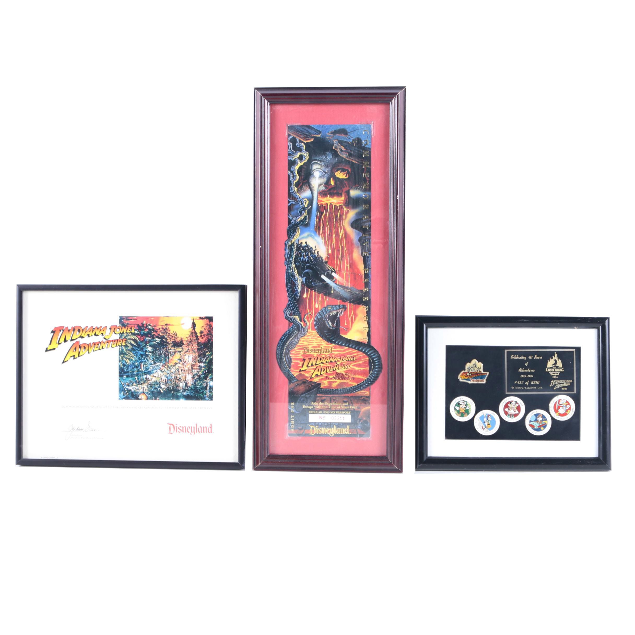 Disneyland Indiana Jones Adventure Ride Framed Memorabilia