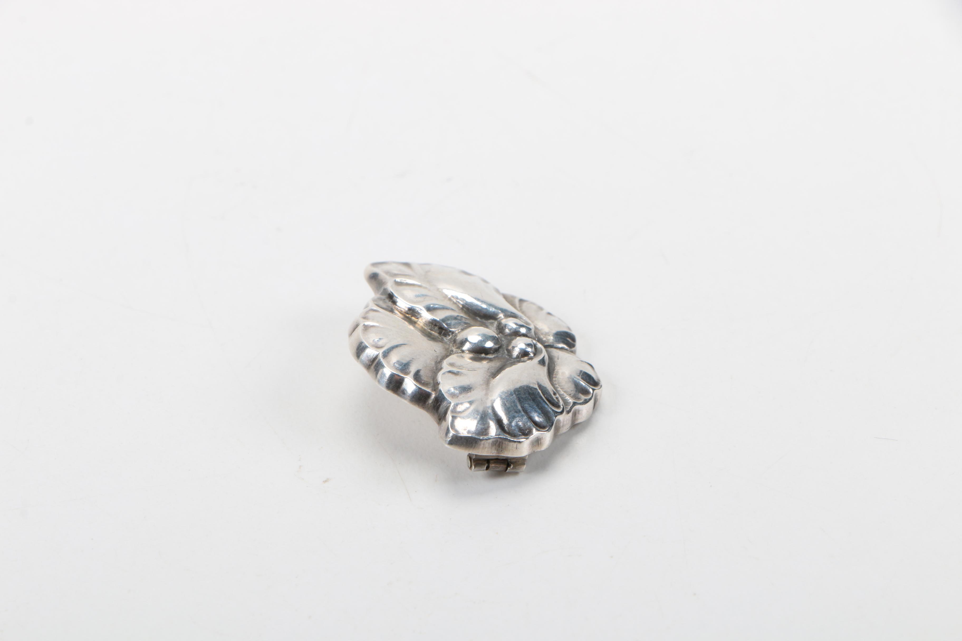 Sterling Silver Floral Brooch From Denmark