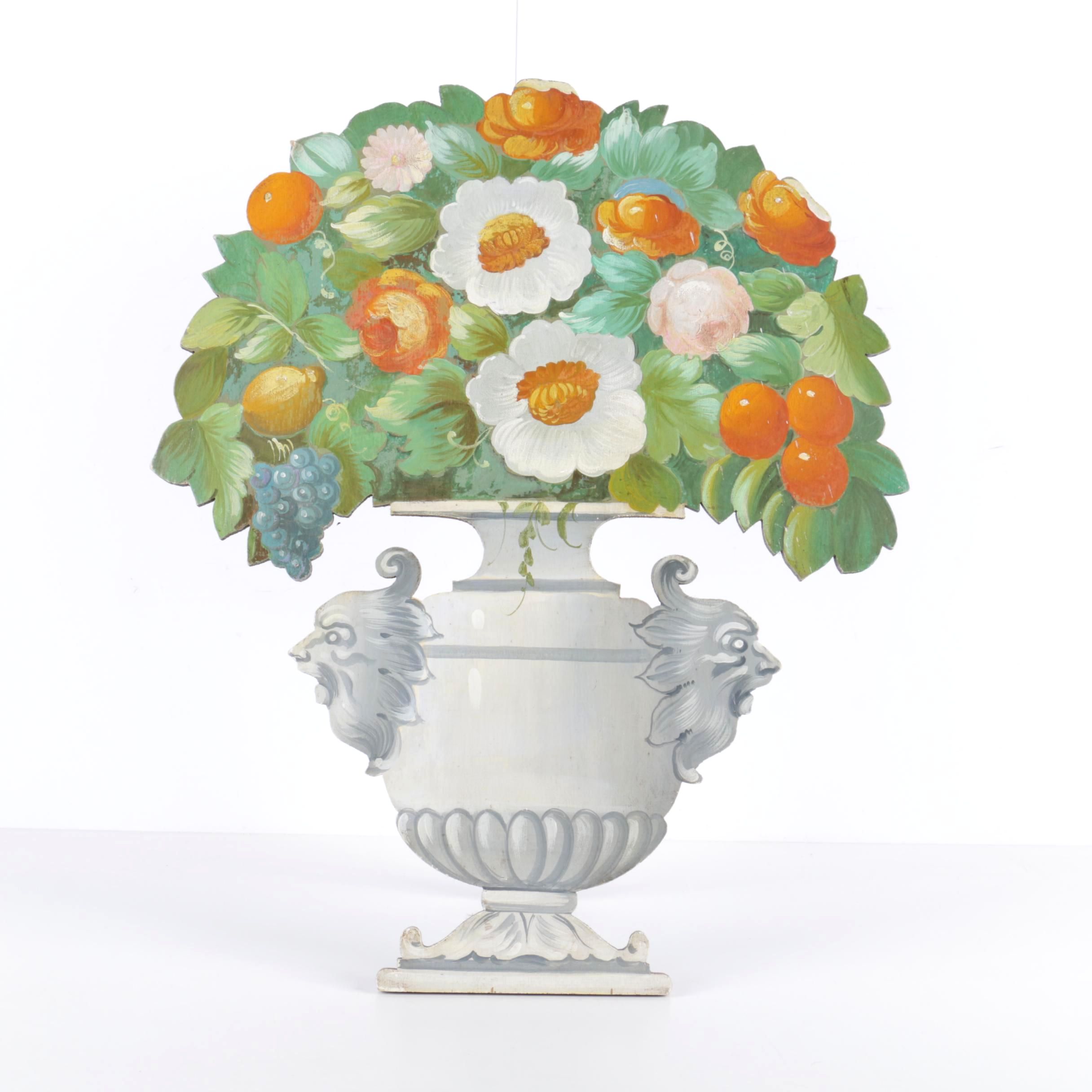 Trompe l'oeil Oil on Board Floral Urn Dummy Board
