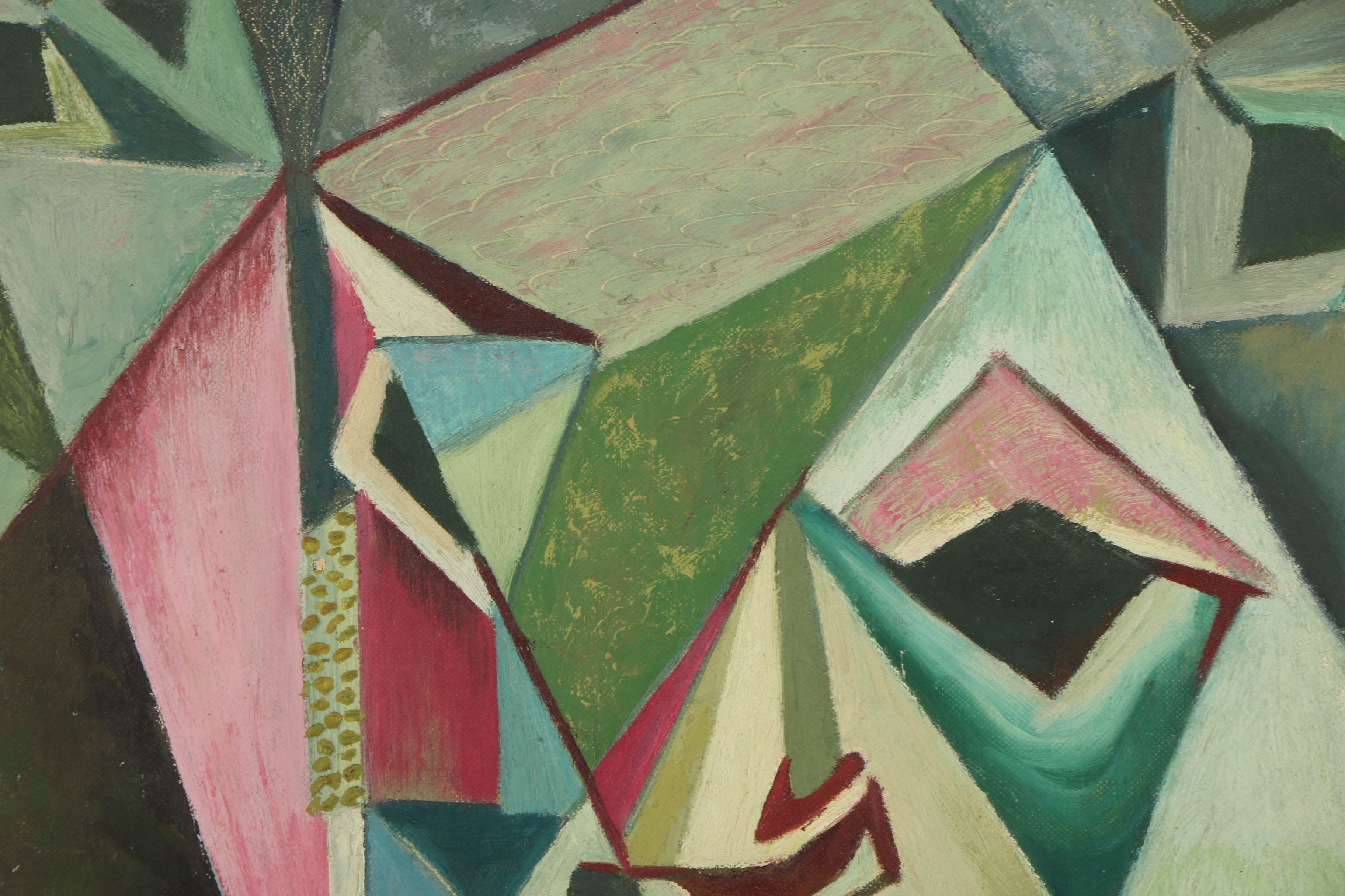 Irean E. Gordon Abstract Oil Painting on Canvas Board "Masks"