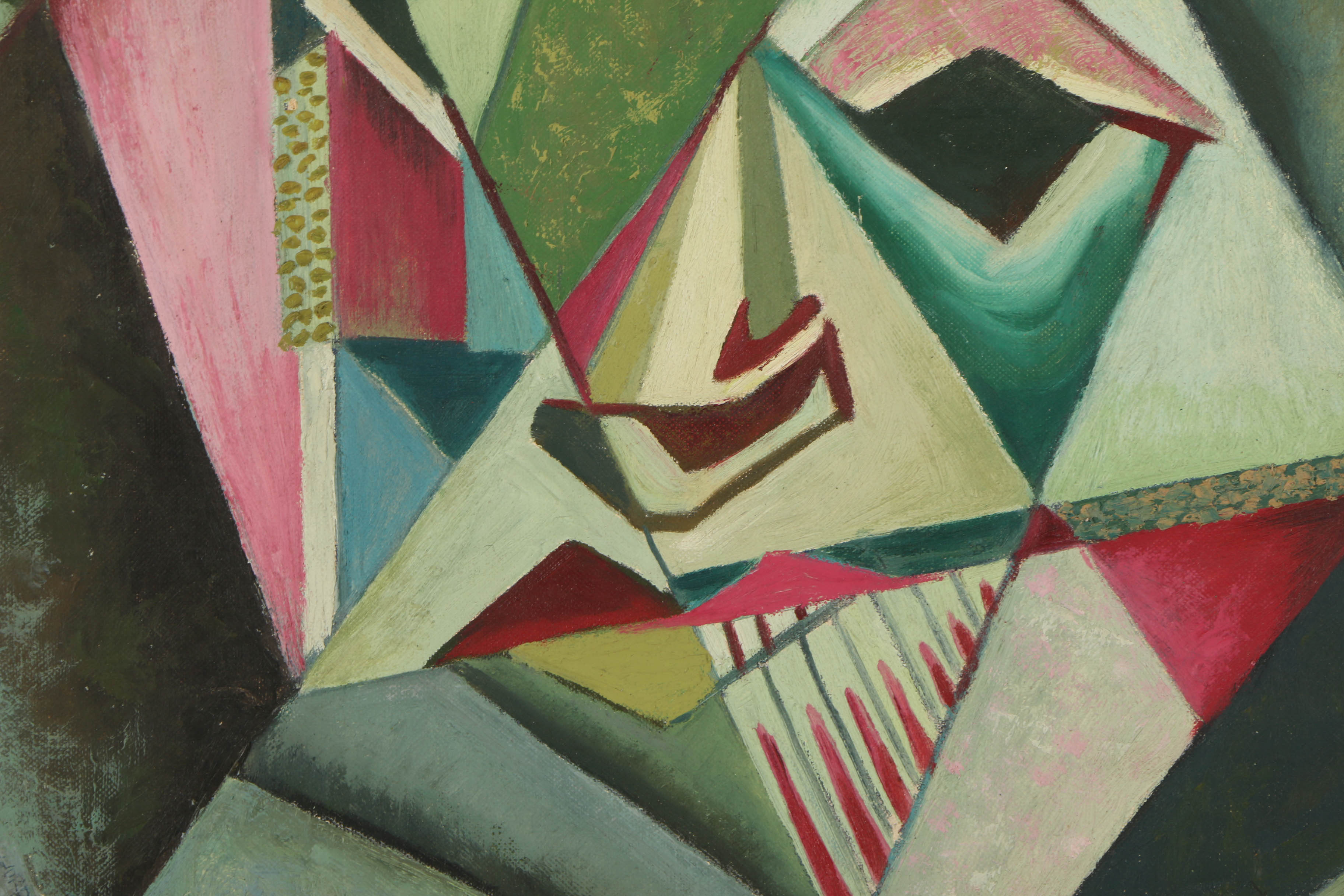 Irean E. Gordon Abstract Oil Painting on Canvas Board "Masks"