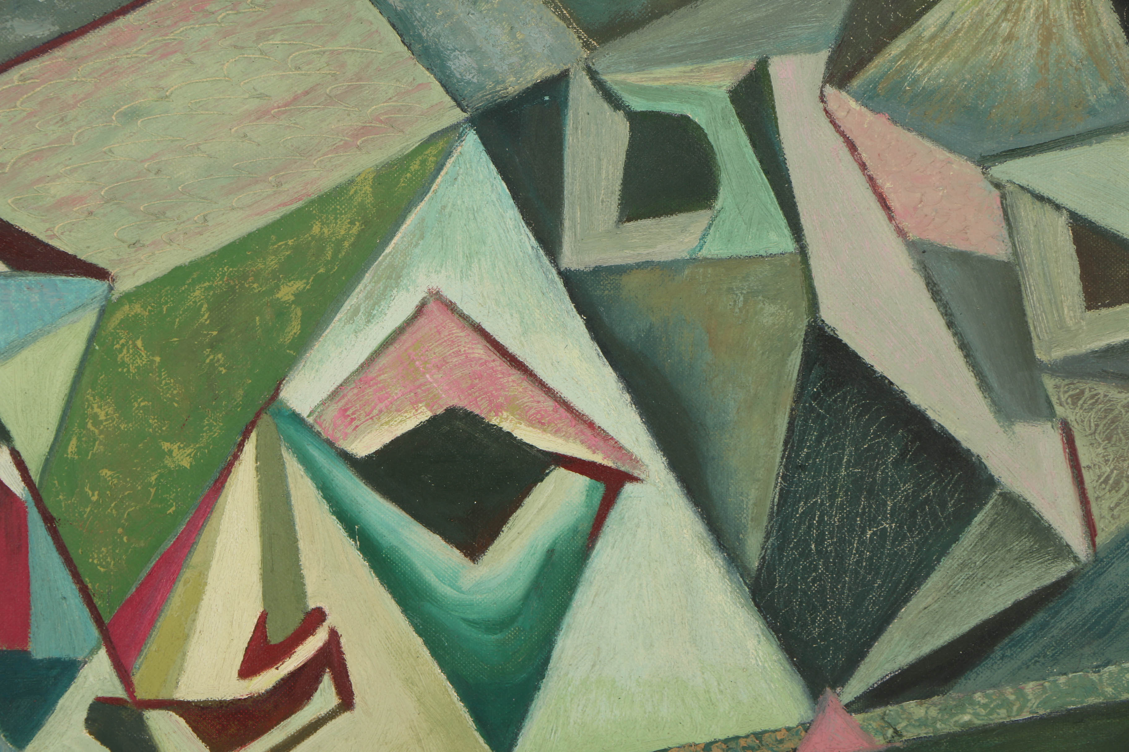 Irean E. Gordon Abstract Oil Painting on Canvas Board "Masks"