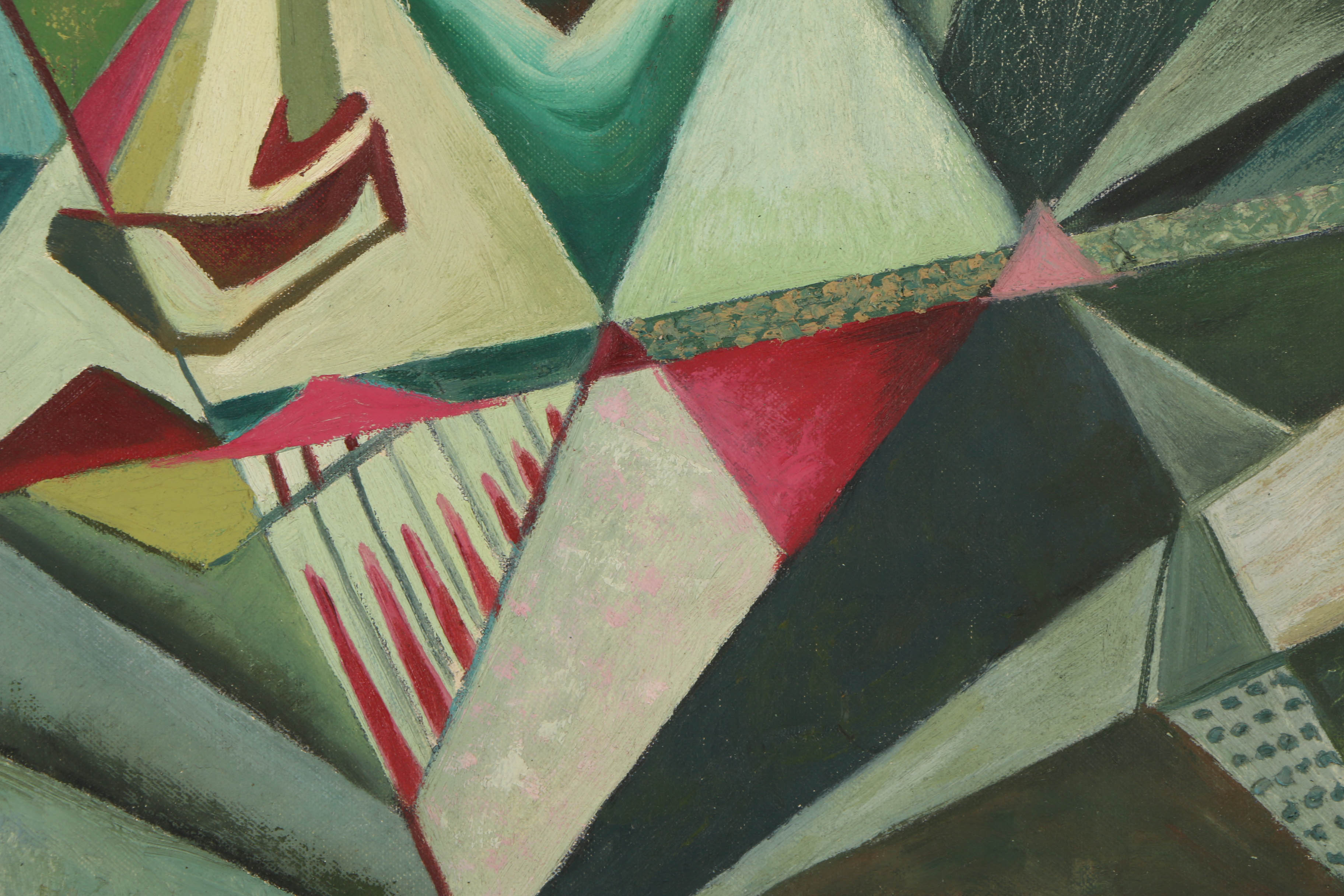 Irean E. Gordon Abstract Oil Painting on Canvas Board "Masks"