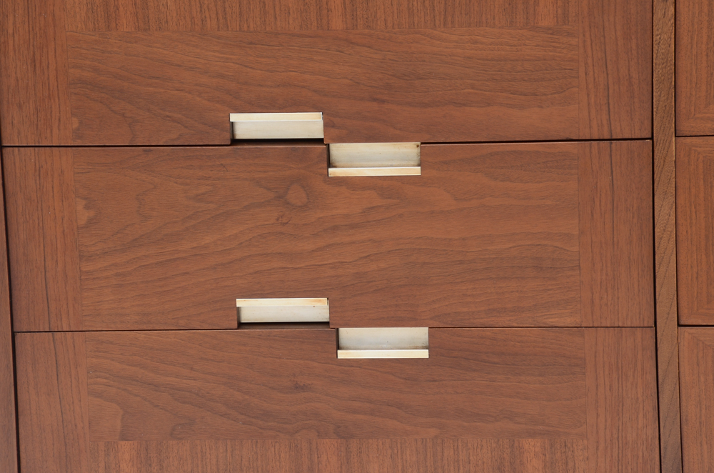 Mid Century Modern Walnut Dresser With Mirror By American of Martinsville