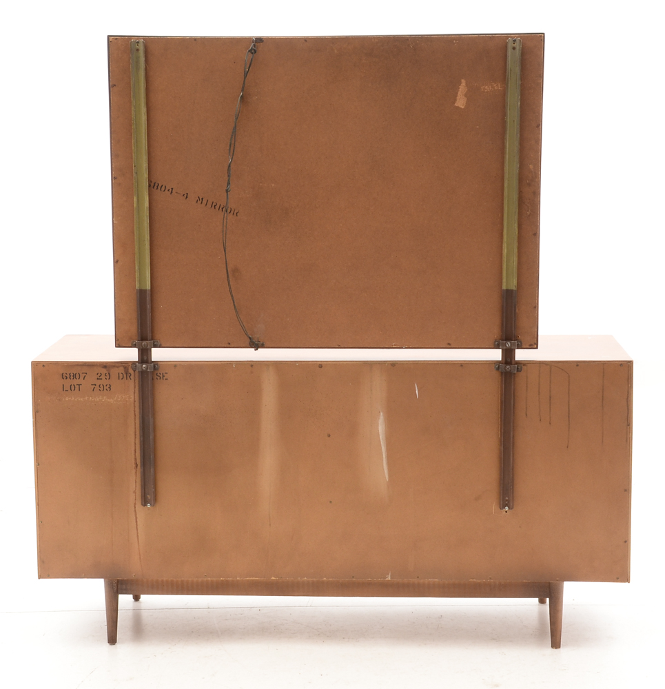 Mid Century Modern Walnut Dresser With Mirror By American of Martinsville