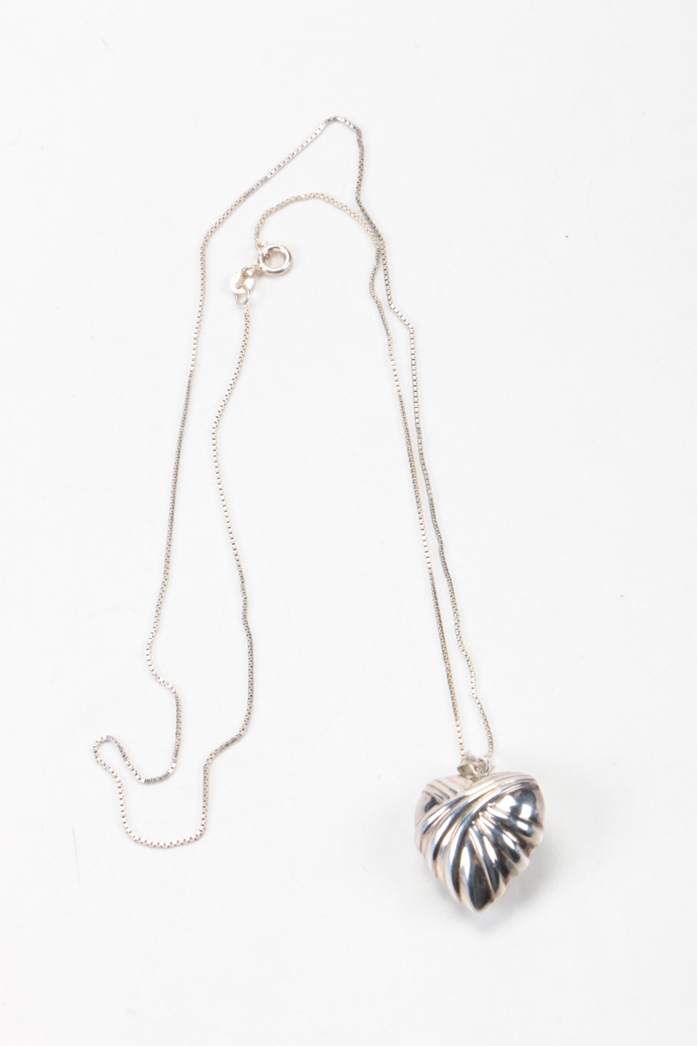 Grouping of Sterling Silver Jewelry Including a Beaded Sphere Necklace