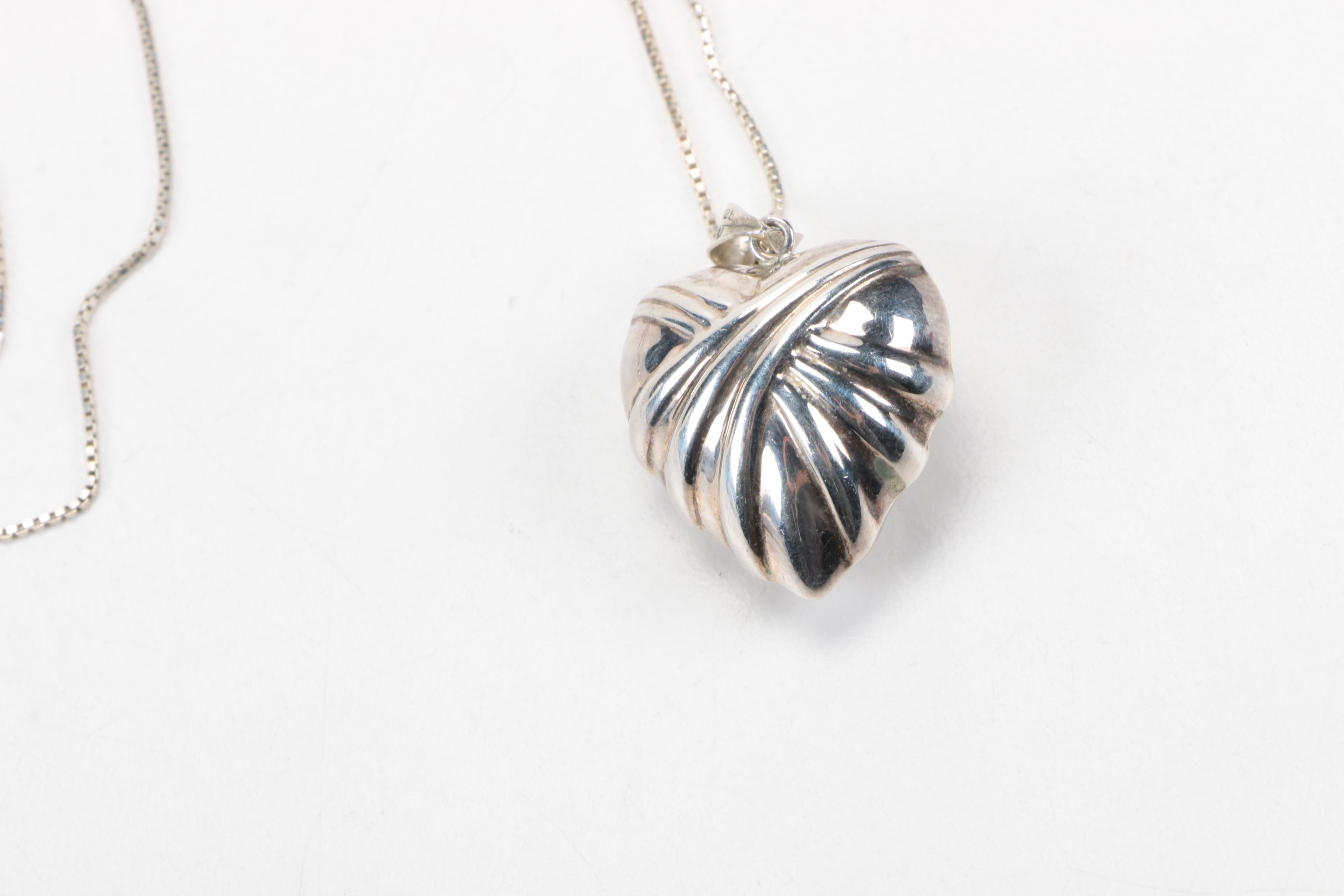 Grouping of Sterling Silver Jewelry Including a Beaded Sphere Necklace