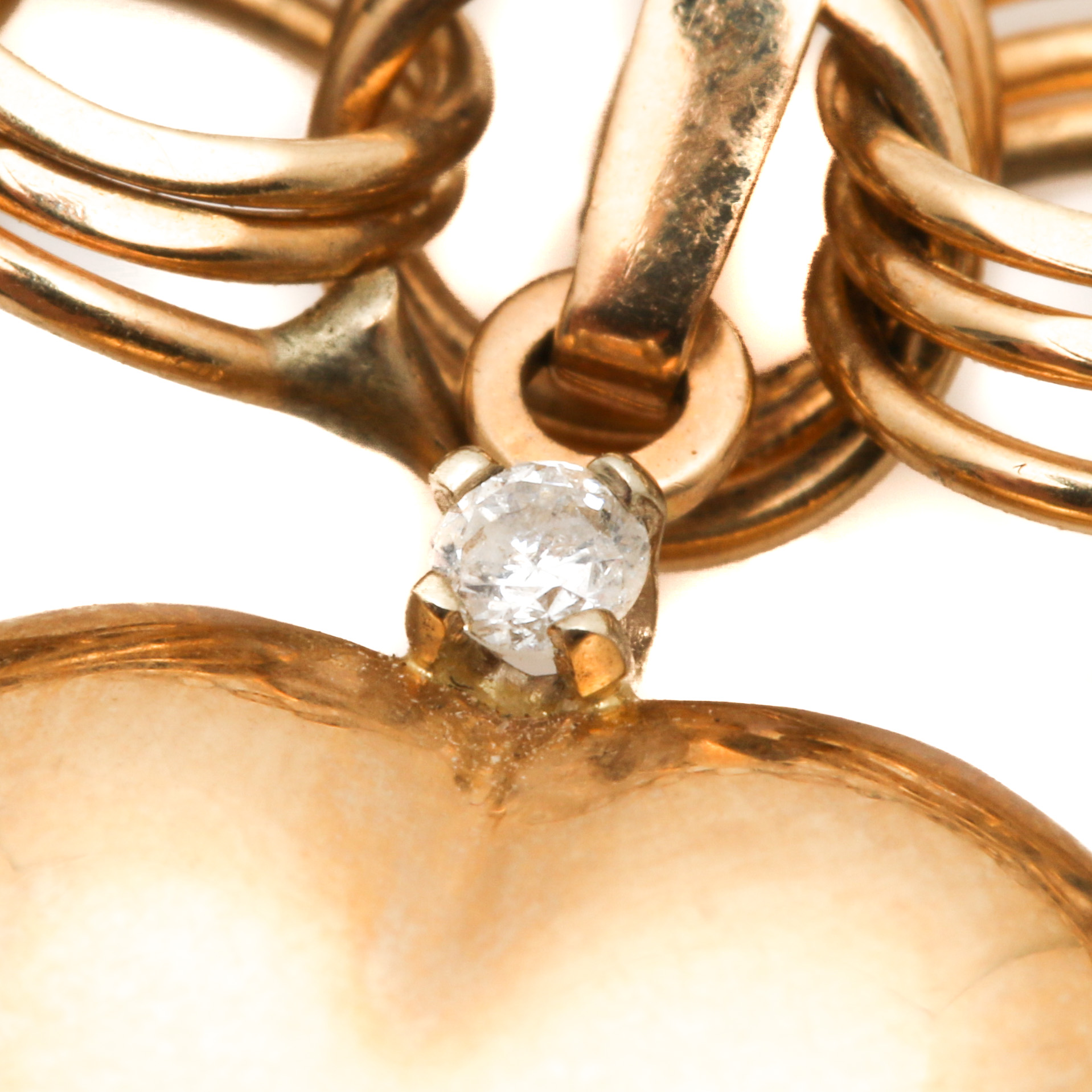 14K Yellow Gold Diamond Heart Bracelet