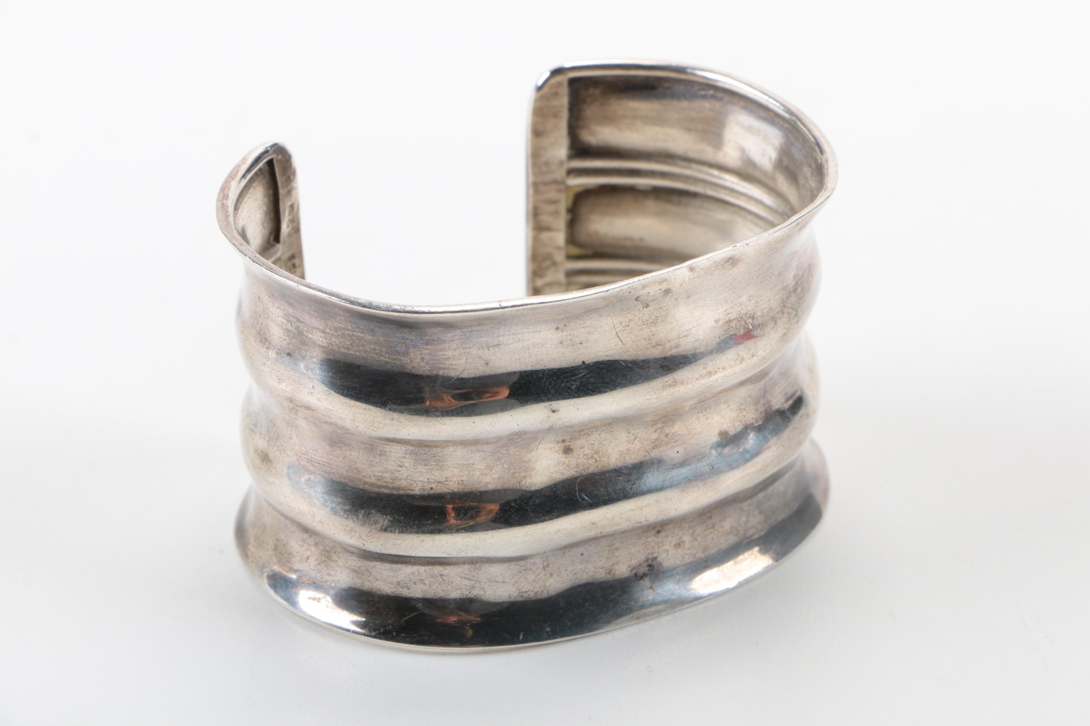 Assorted Sterling Silver Bracelets Including Mexican Cuffs