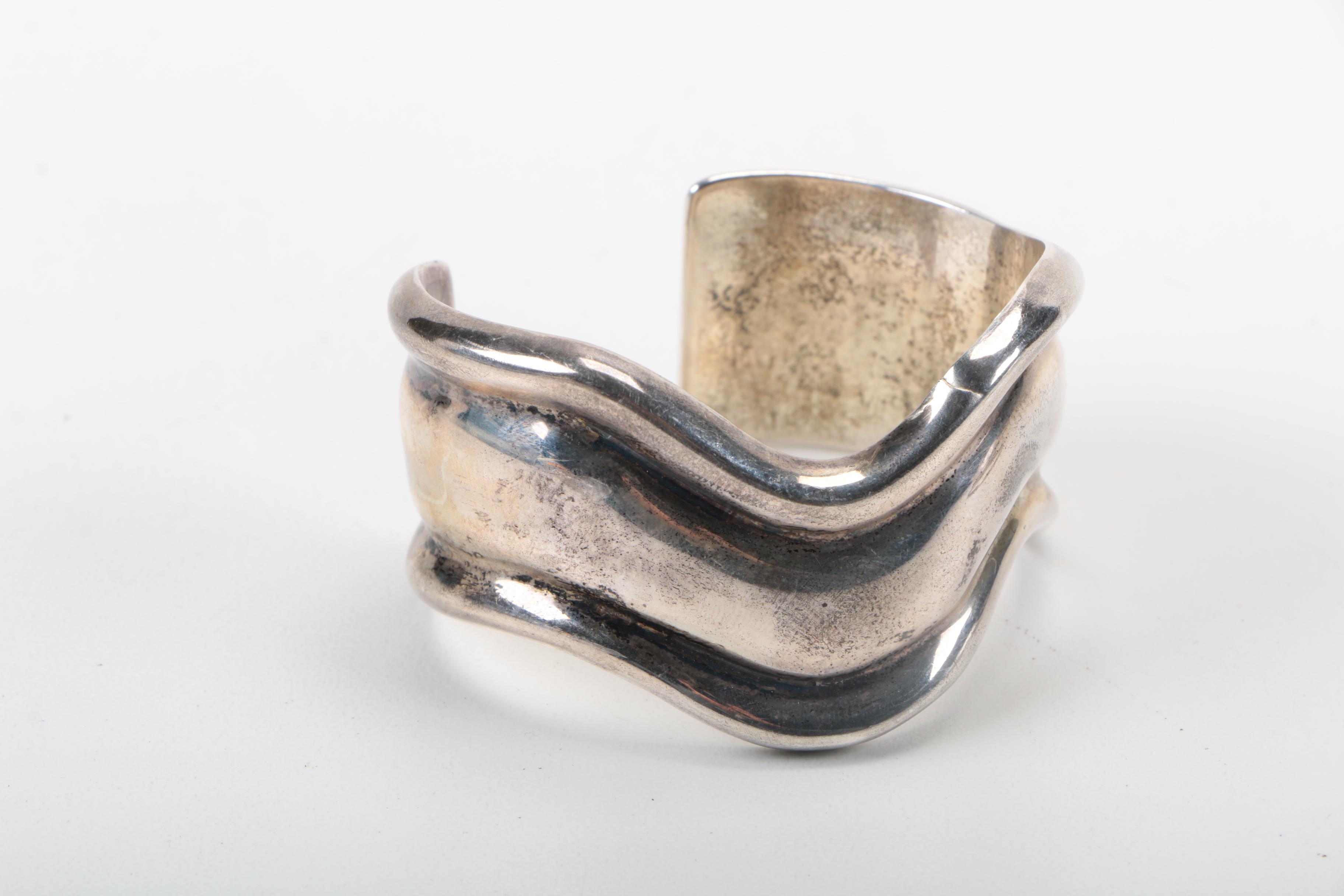 Assorted Sterling Silver Bracelets Including Mexican Cuffs