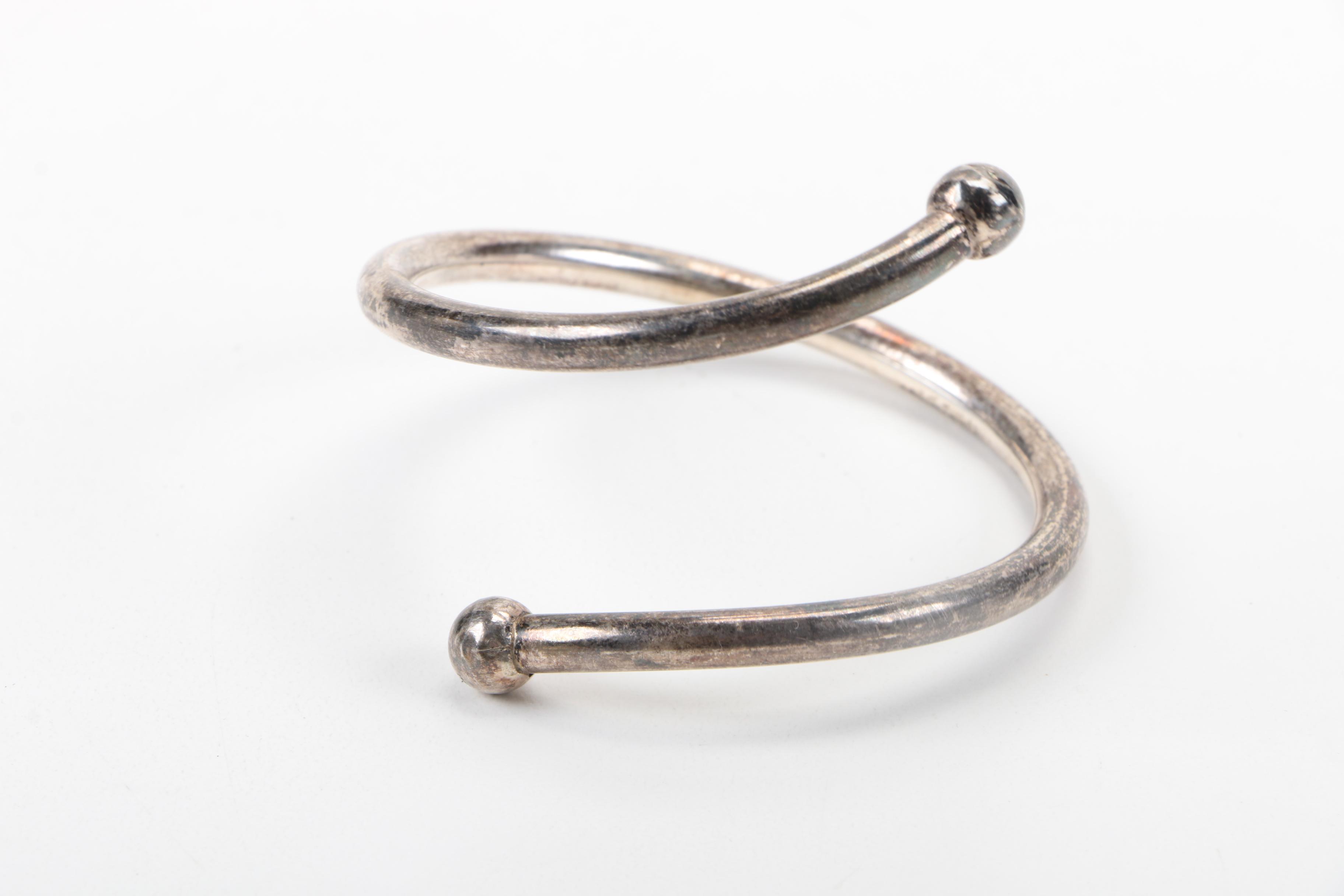 Assorted Sterling Silver Bracelets Including Mexican Cuffs