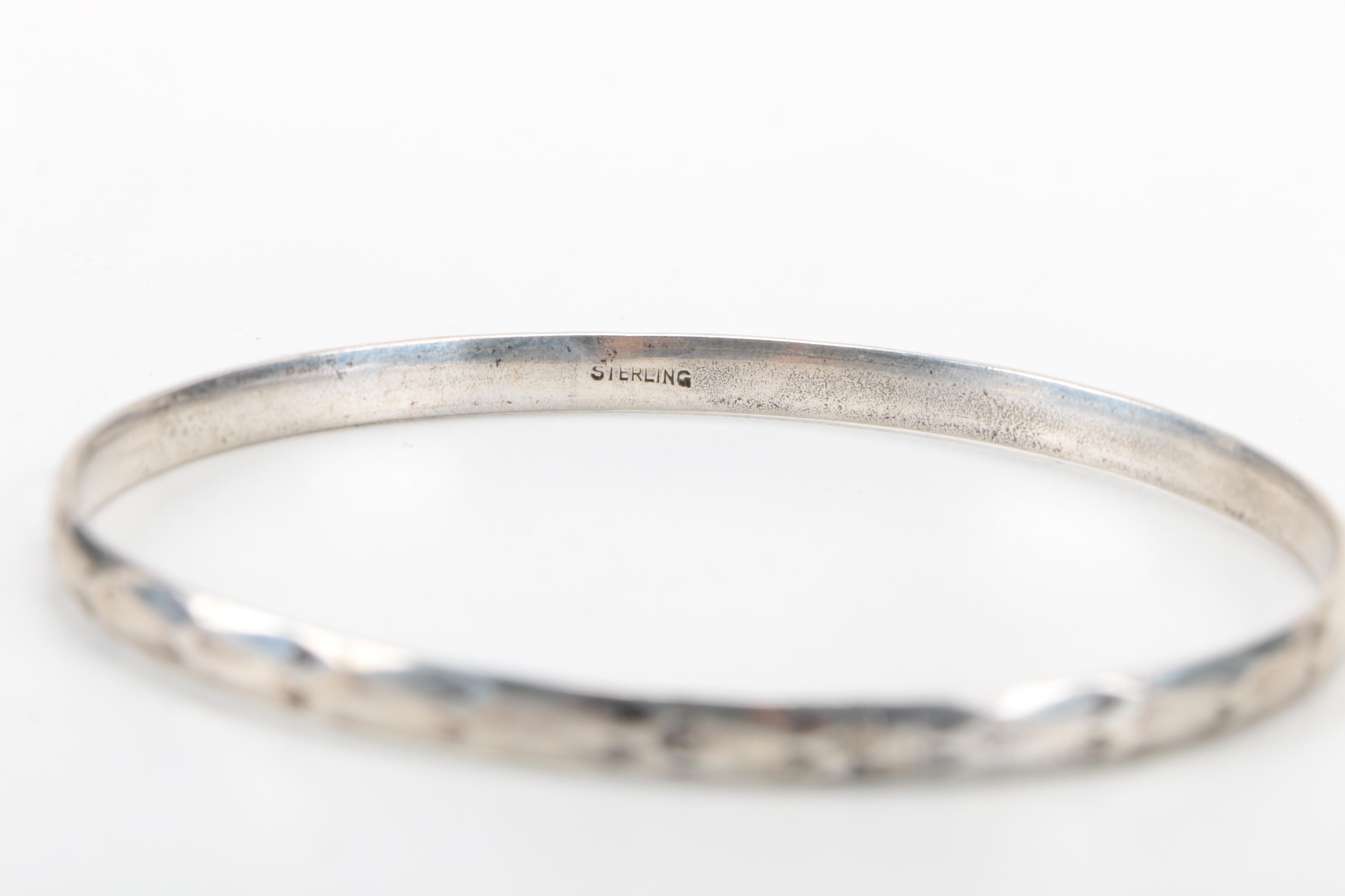 Assorted Sterling Silver Bracelets Including Mexican Cuffs