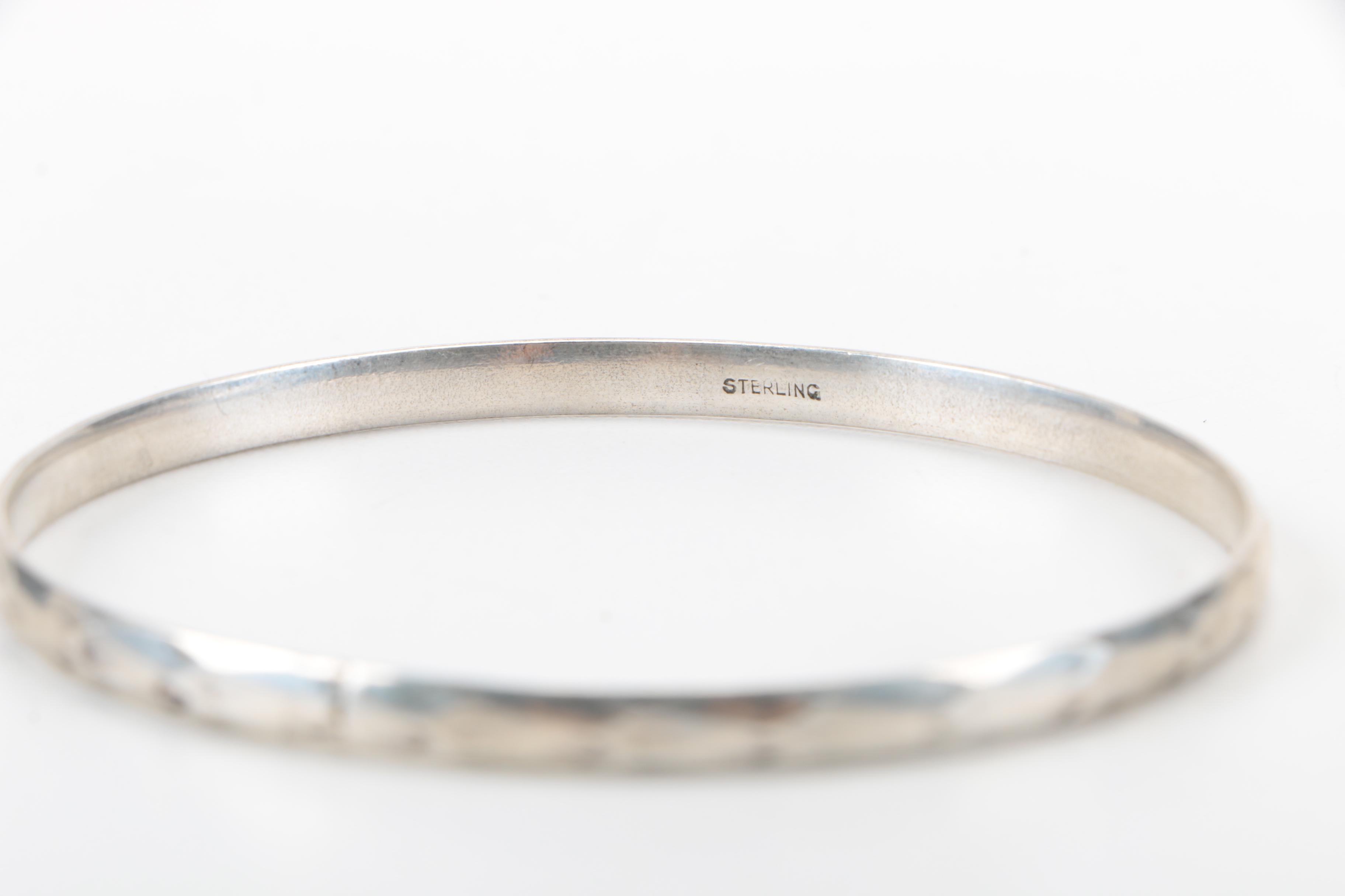 Assorted Sterling Silver Bracelets Including Mexican Cuffs