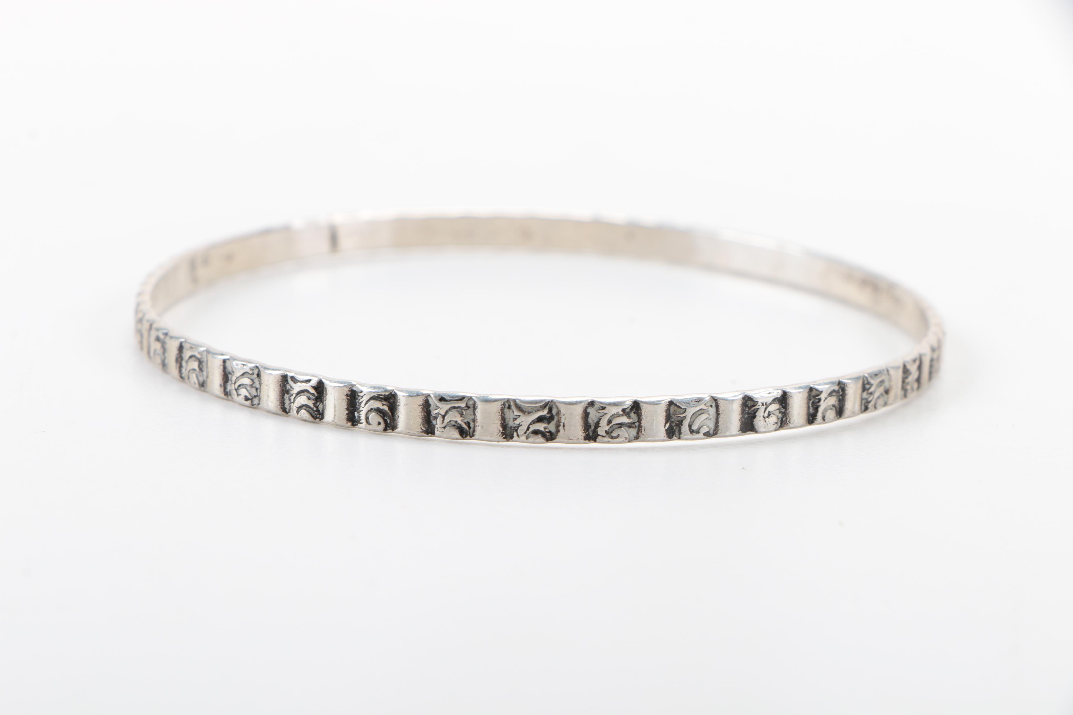 Assorted Sterling Silver Bracelets Including Mexican Cuffs
