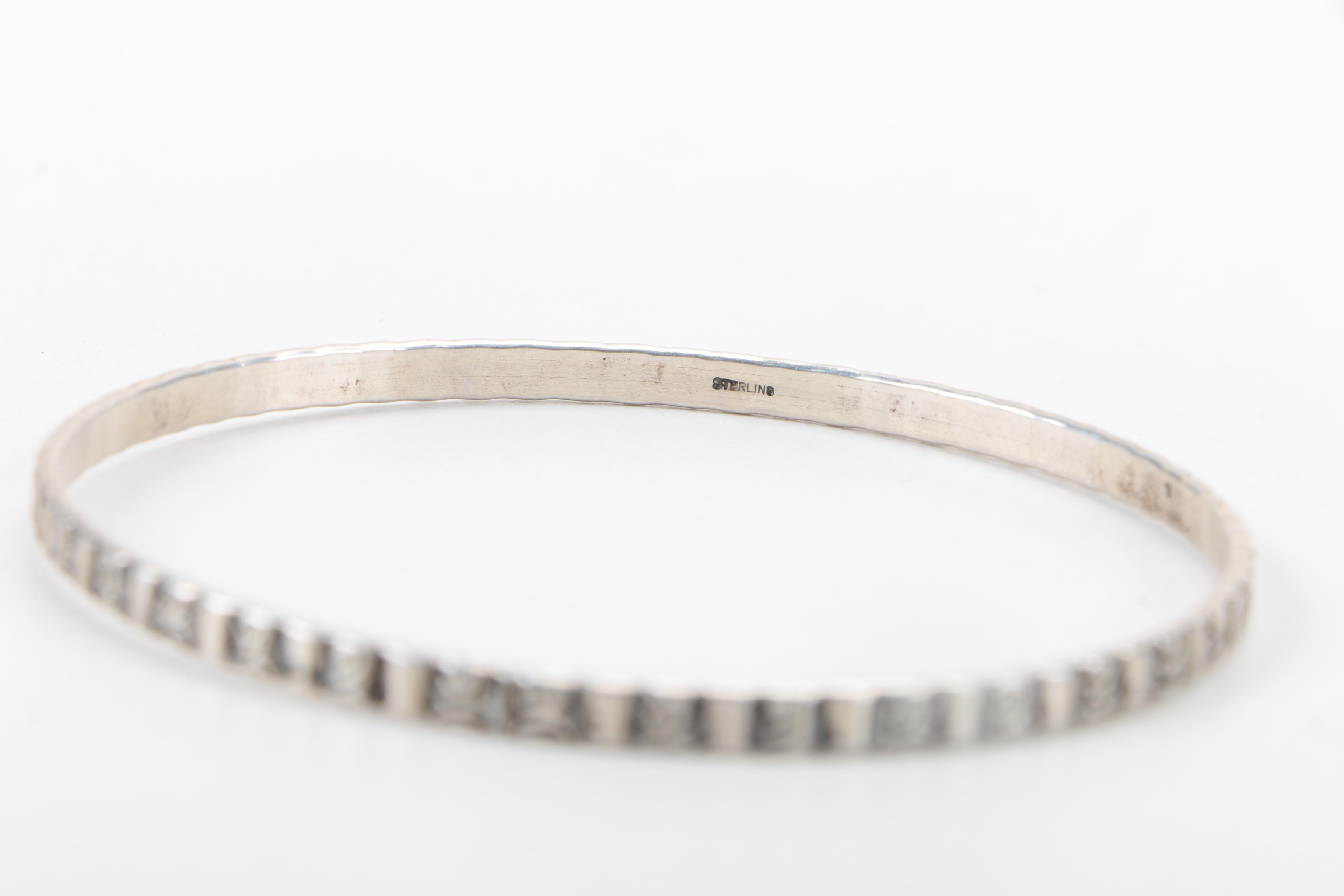 Assorted Sterling Silver Bracelets Including Mexican Cuffs