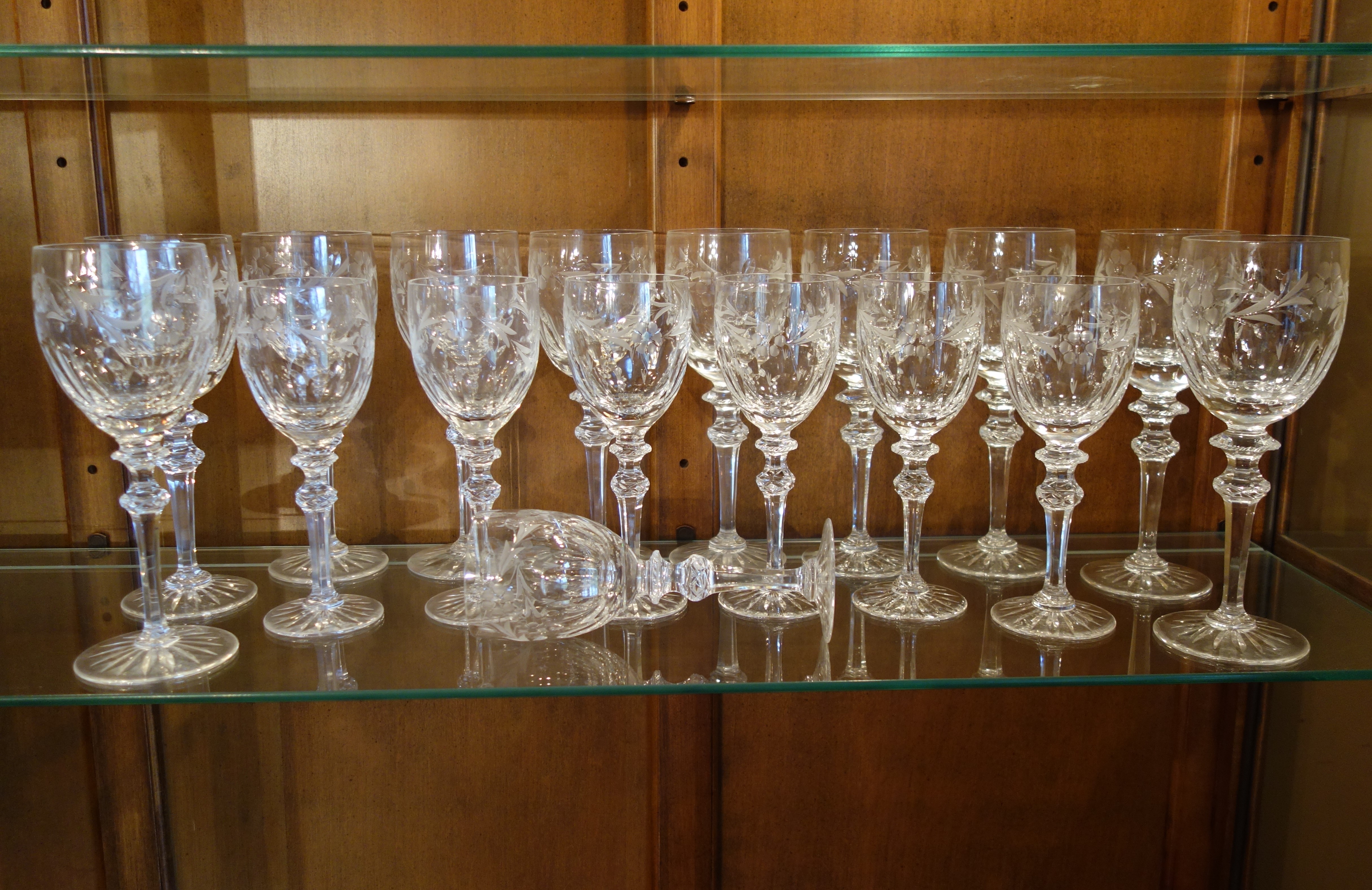 Miller Rogaska Crystal "Country Garden" Wine Glasses