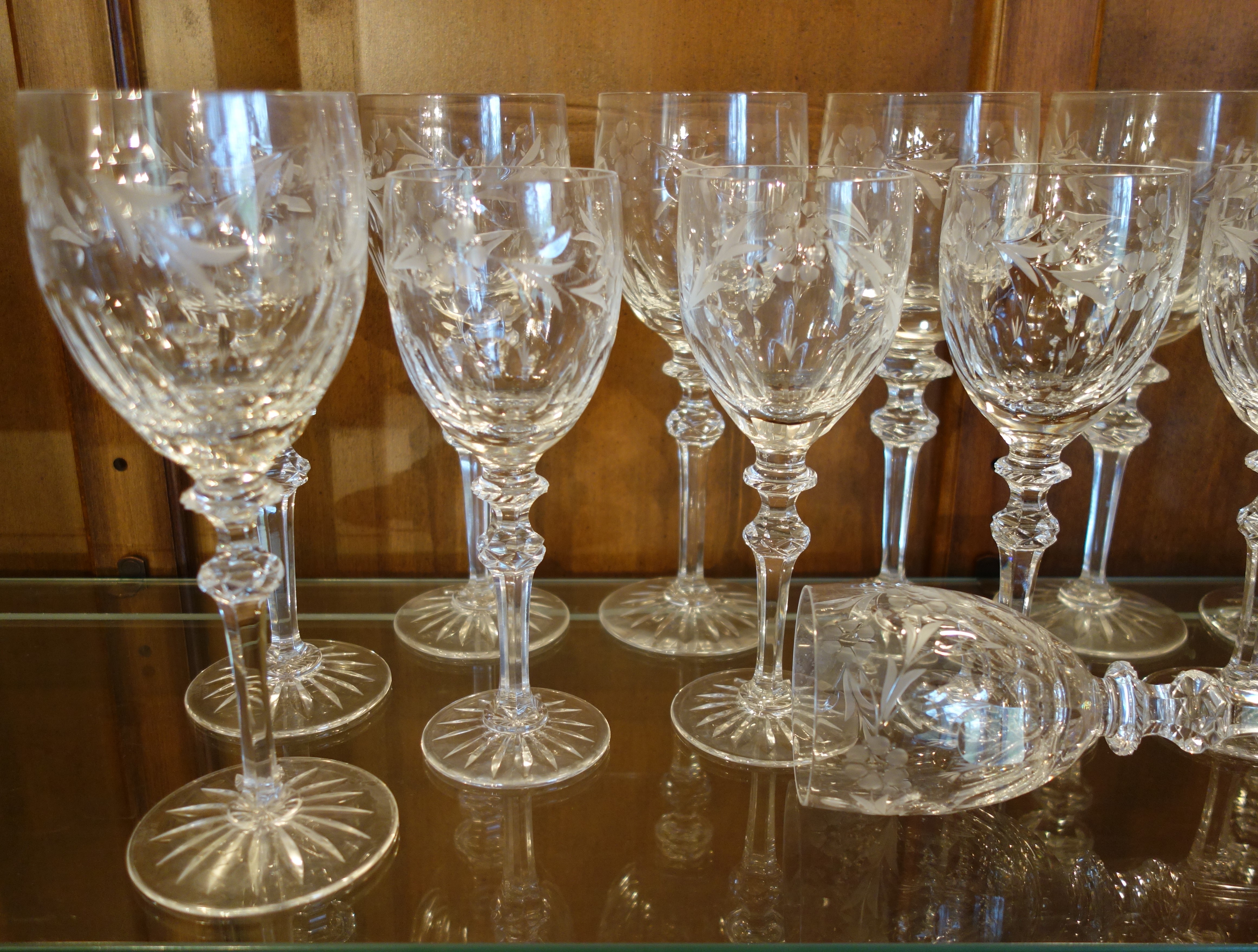 Miller Rogaska Crystal "Country Garden" Wine Glasses