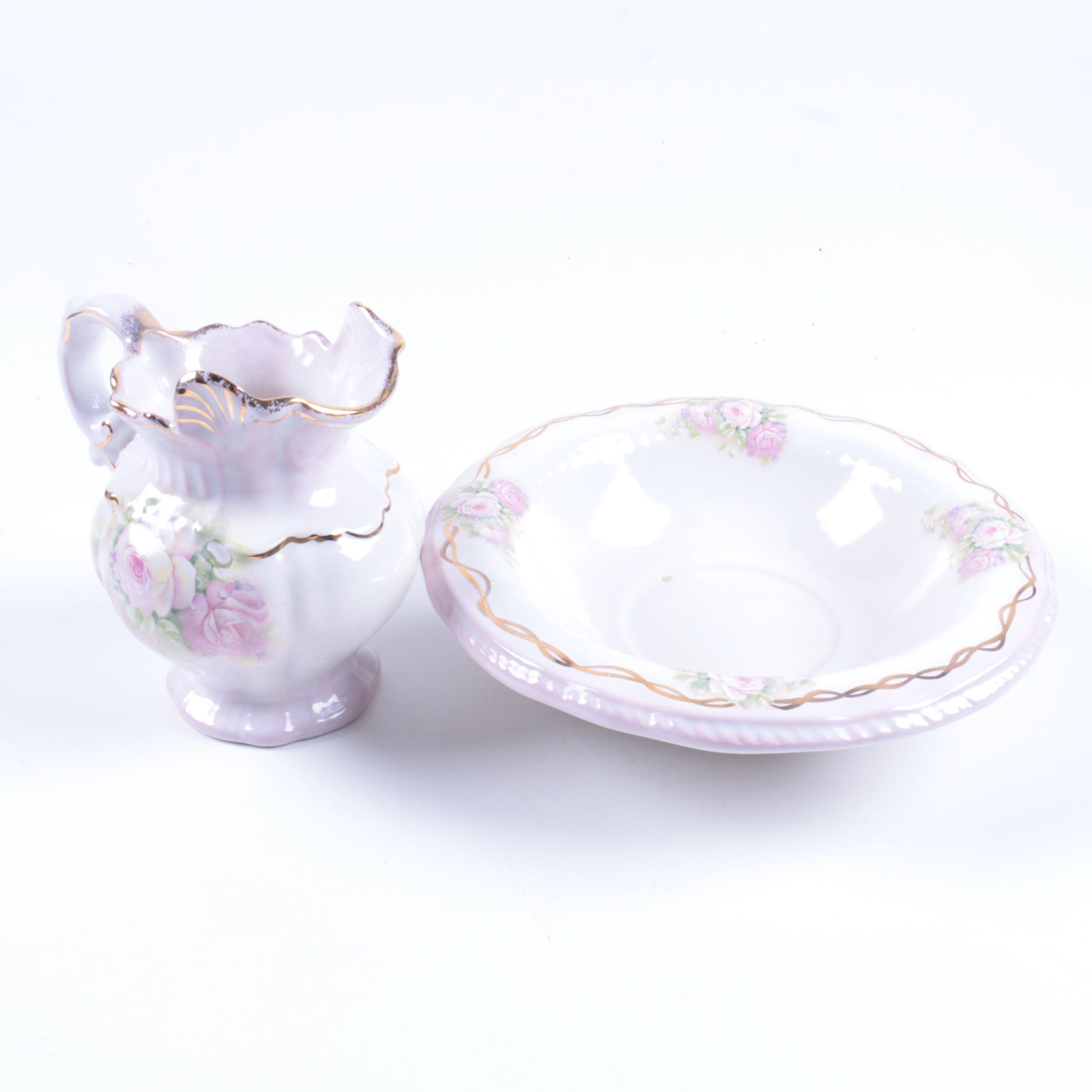 Vintage Ceramic Pitcher and Basin