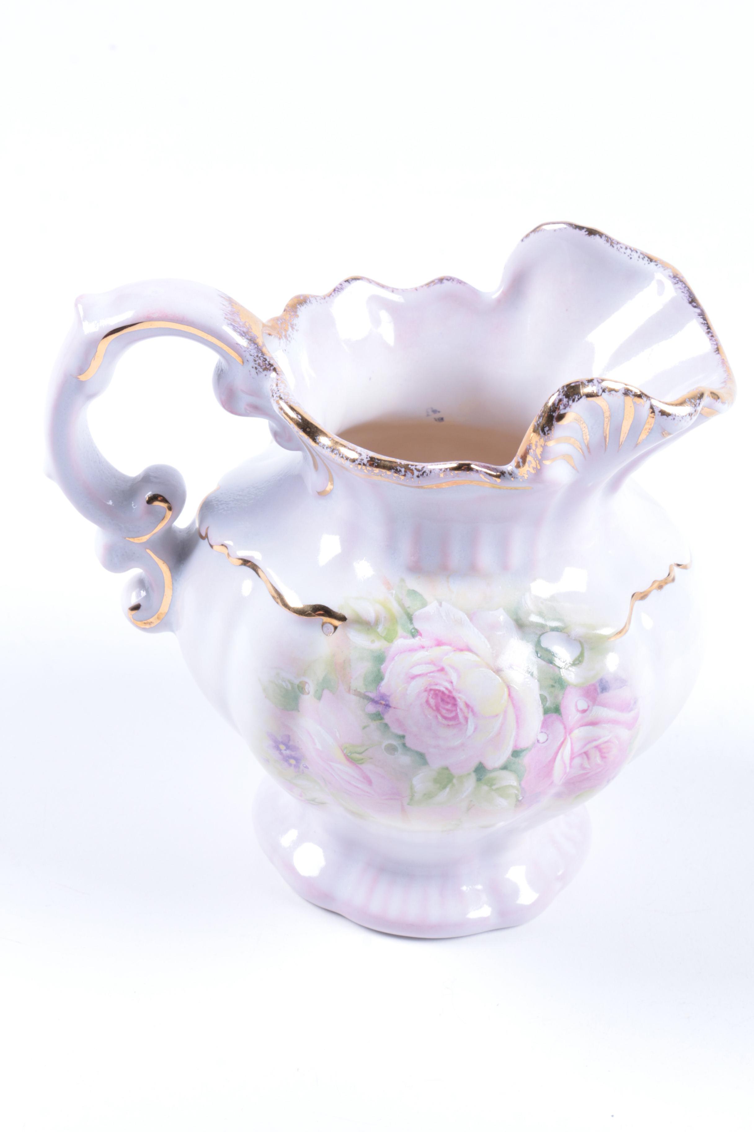 Vintage Ceramic Pitcher and Basin