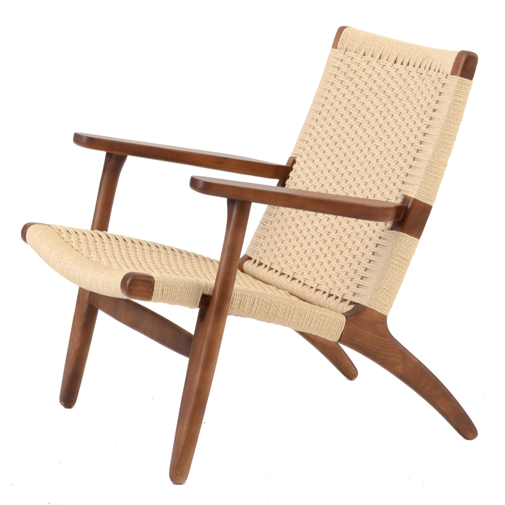 Hans Wagner Style Woven Fiber Armchair