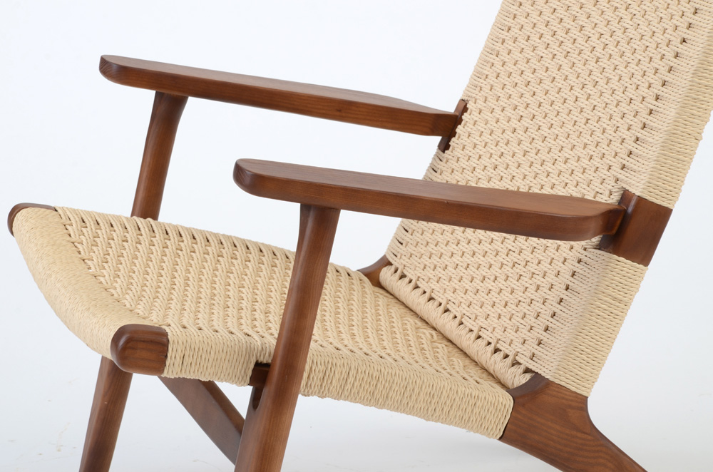 Hans Wagner Style Woven Fiber Armchair