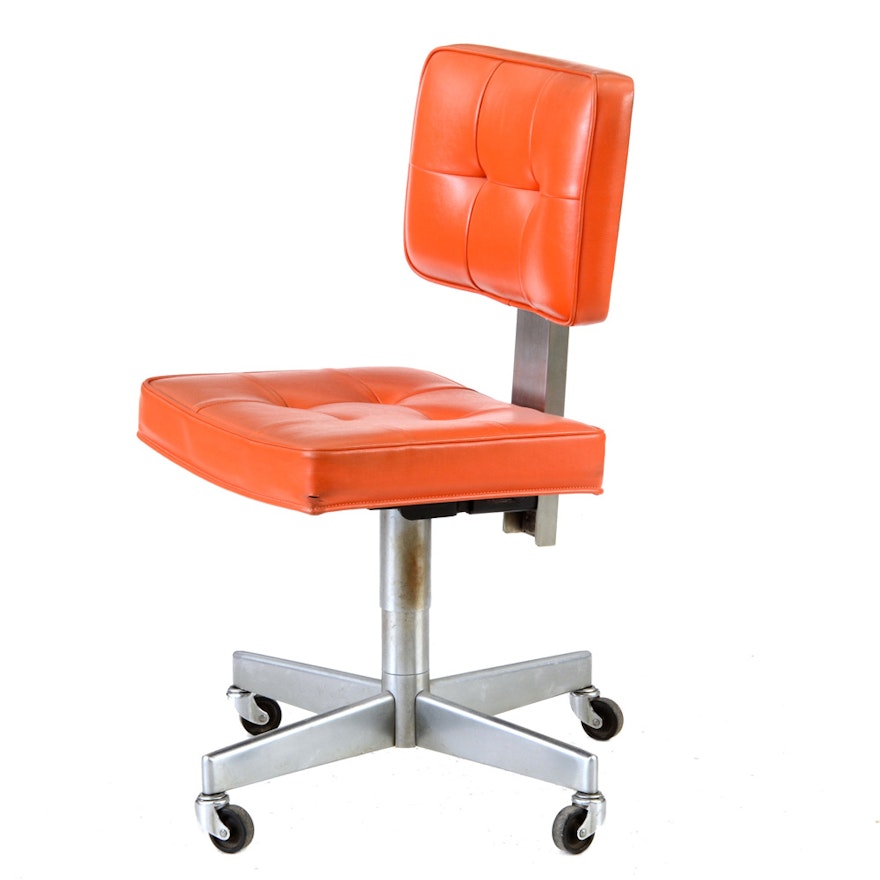 Vintage Shaw-Walker Desk Chair in Orange Vinyl