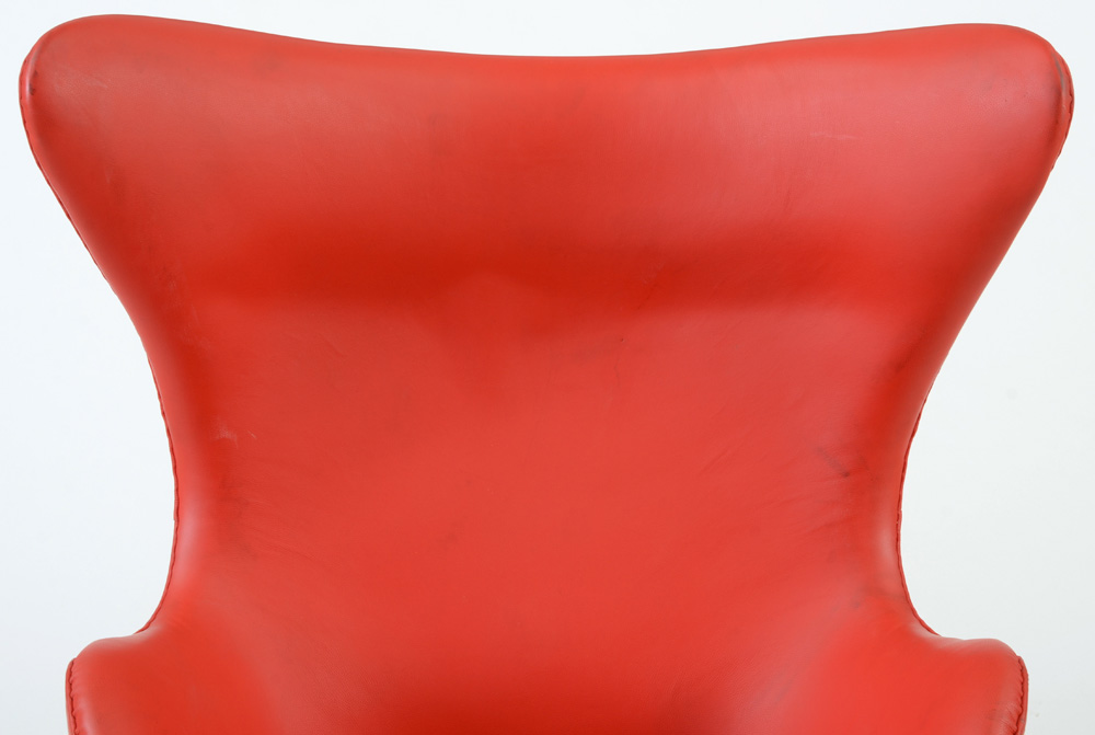 Contemporary Modern MLF Red Vinyl Egg Chair by Arne Jacobsen