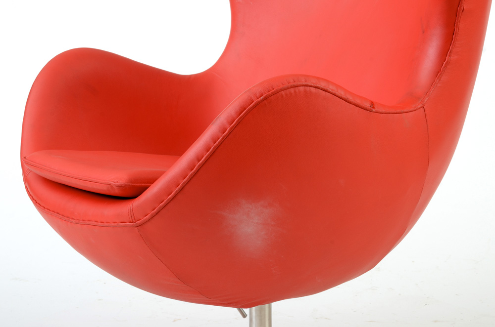 Contemporary Modern MLF Red Vinyl Egg Chair by Arne Jacobsen