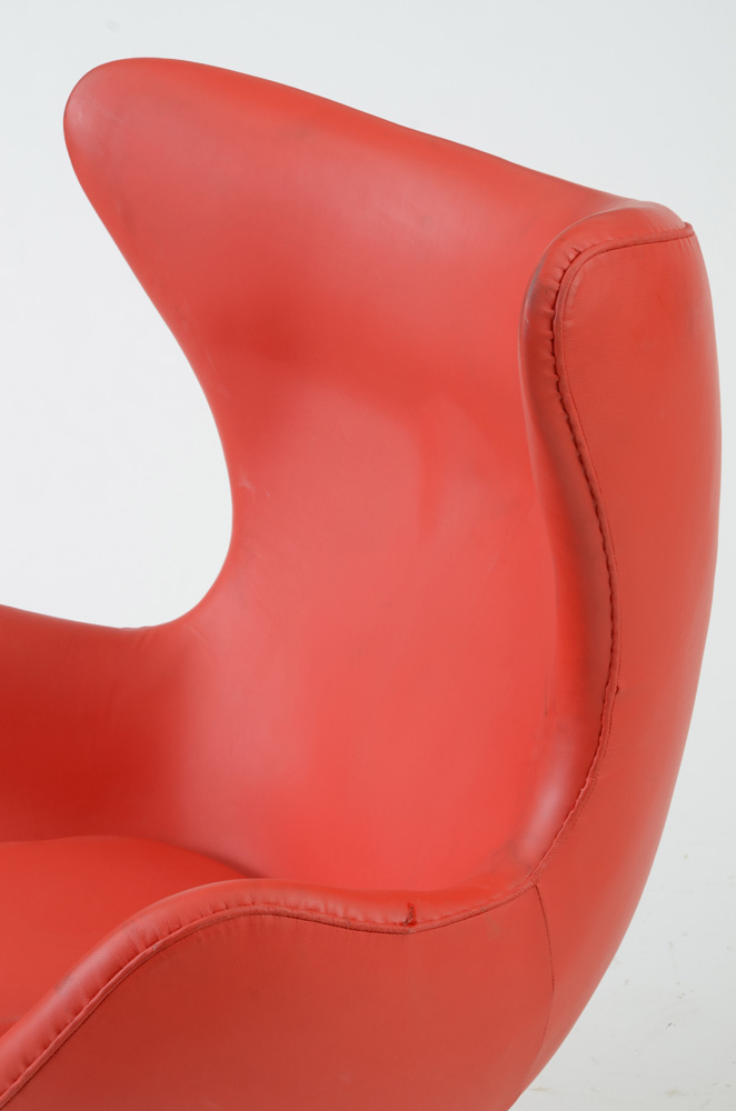 Contemporary Modern MLF Red Vinyl Egg Chair by Arne Jacobsen