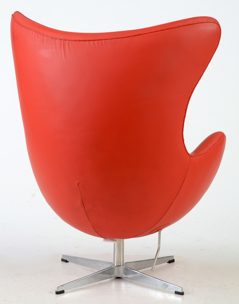Contemporary Modern MLF Red Vinyl Egg Chair by Arne Jacobsen
