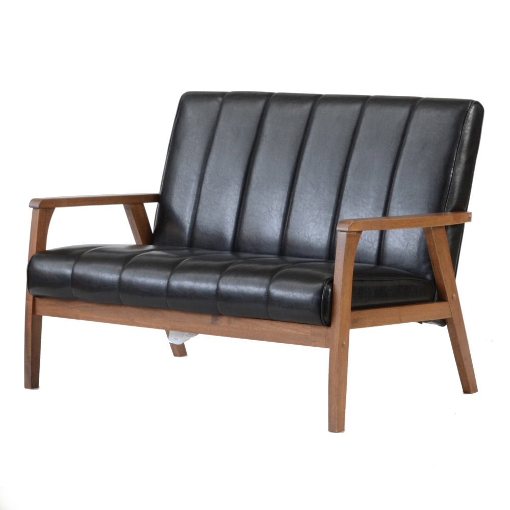 Black Vinyl Loveseat by Baxton Studio