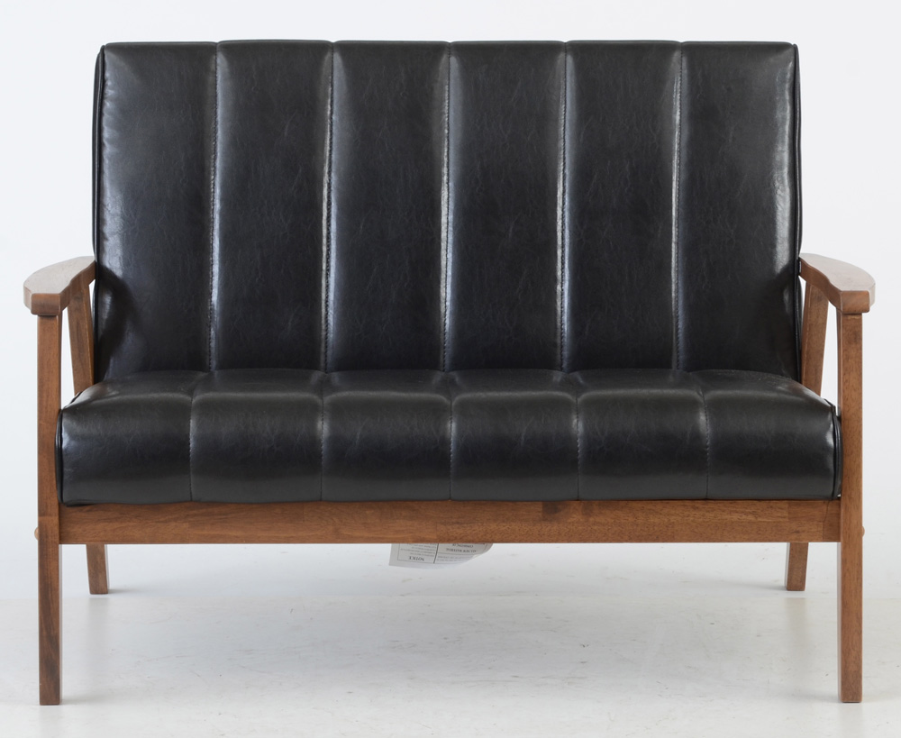 Black Vinyl Loveseat by Baxton Studio