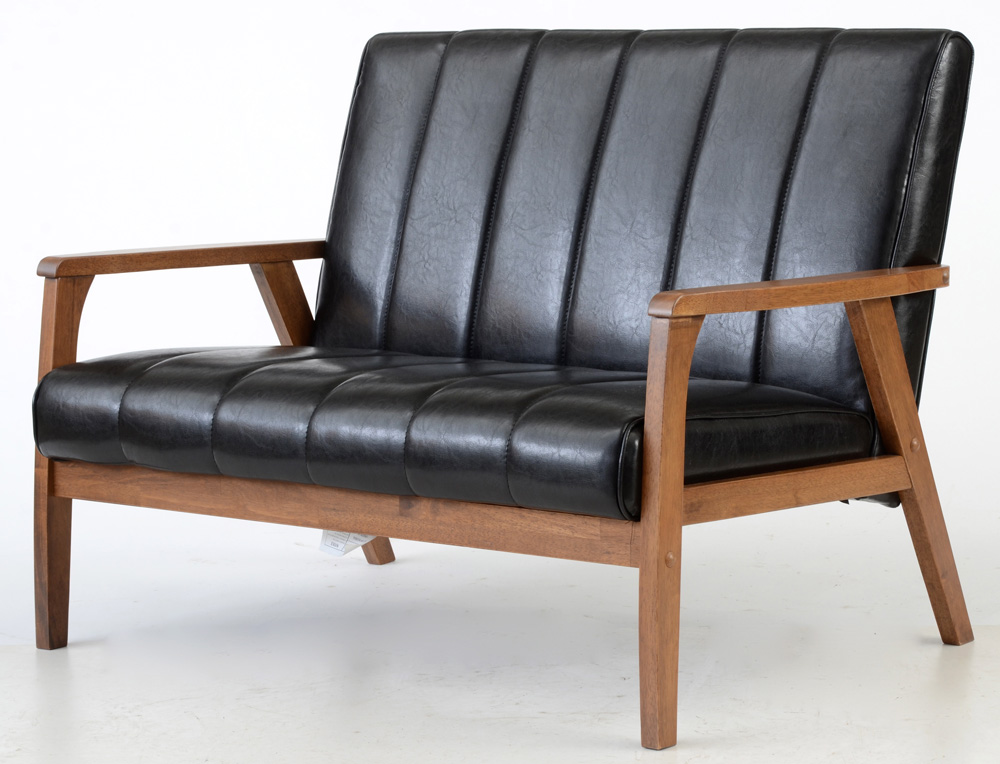 Black Vinyl Loveseat by Baxton Studio