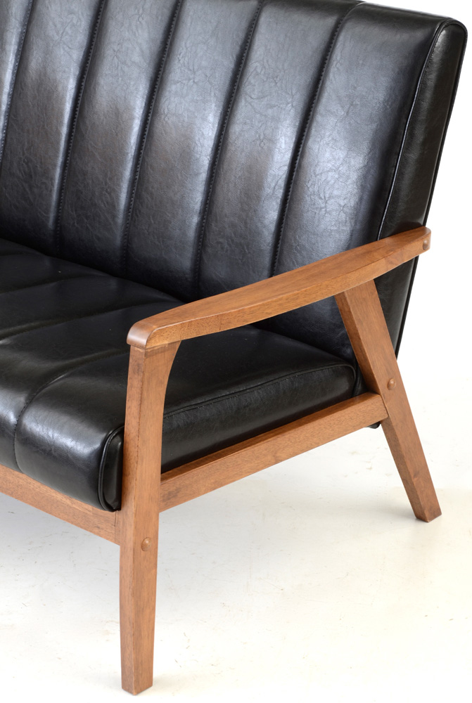 Black Vinyl Loveseat by Baxton Studio