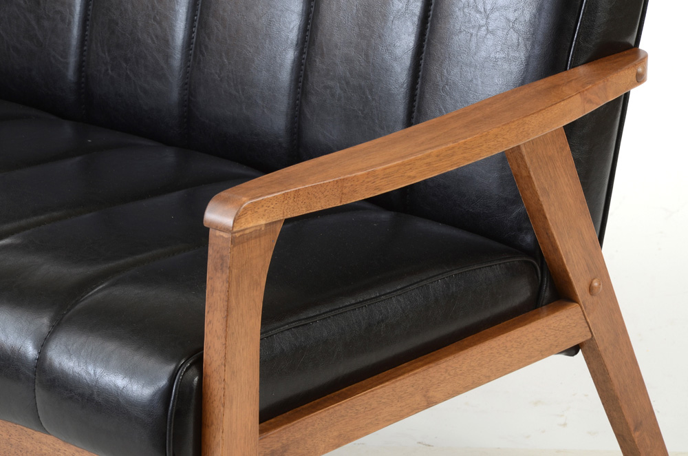 Black Vinyl Loveseat by Baxton Studio