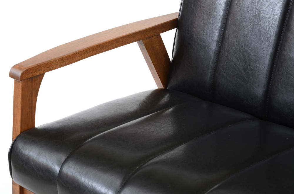 Black Vinyl Loveseat by Baxton Studio