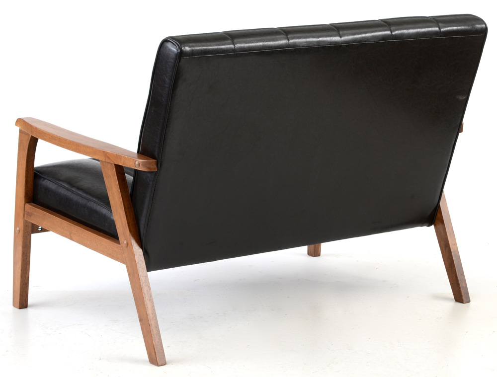 Black Vinyl Loveseat by Baxton Studio