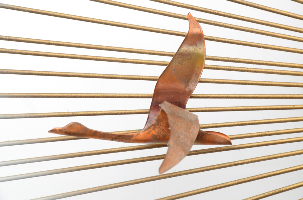 Mid-Century Metal Wall Hanging Featuring Birds in Flight