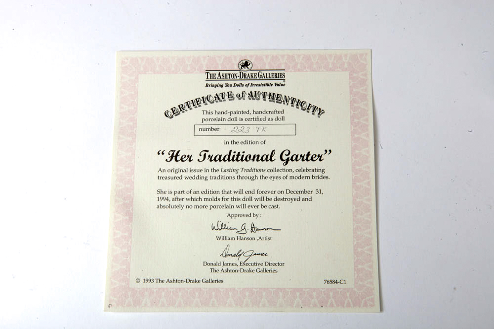 1993 Ashton-Drake Porcelain Bride Dolls